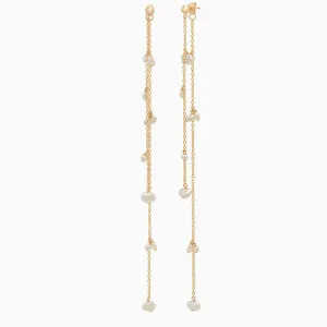 18K Gold Plated Two Tone Baroque Pearl Drop Linear Shoulder Duster Earrings