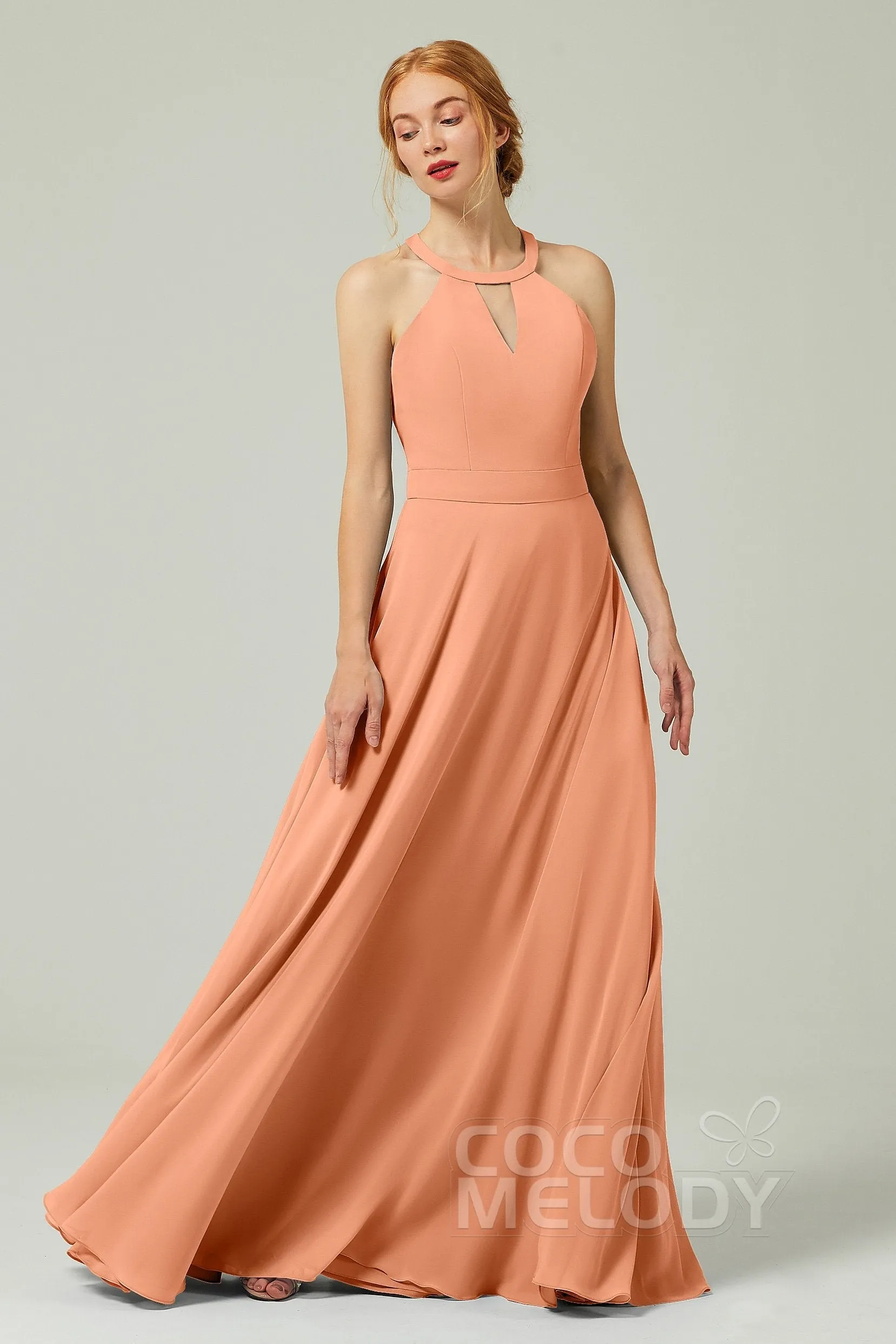 A-Line Floor Length Chiffon Bridesmaid Dress CB0329