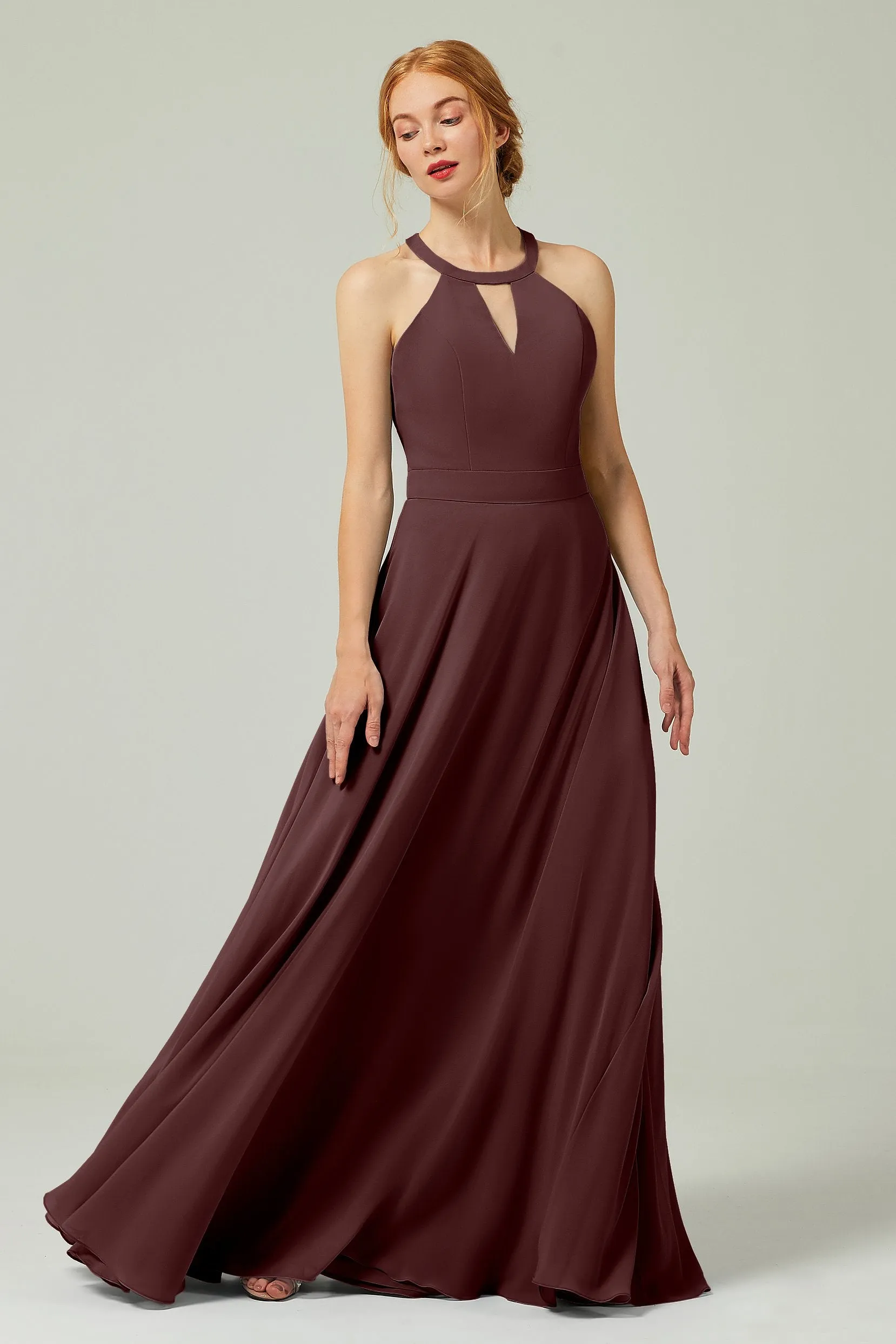 A-Line Floor Length Chiffon Bridesmaid Dress CB0329