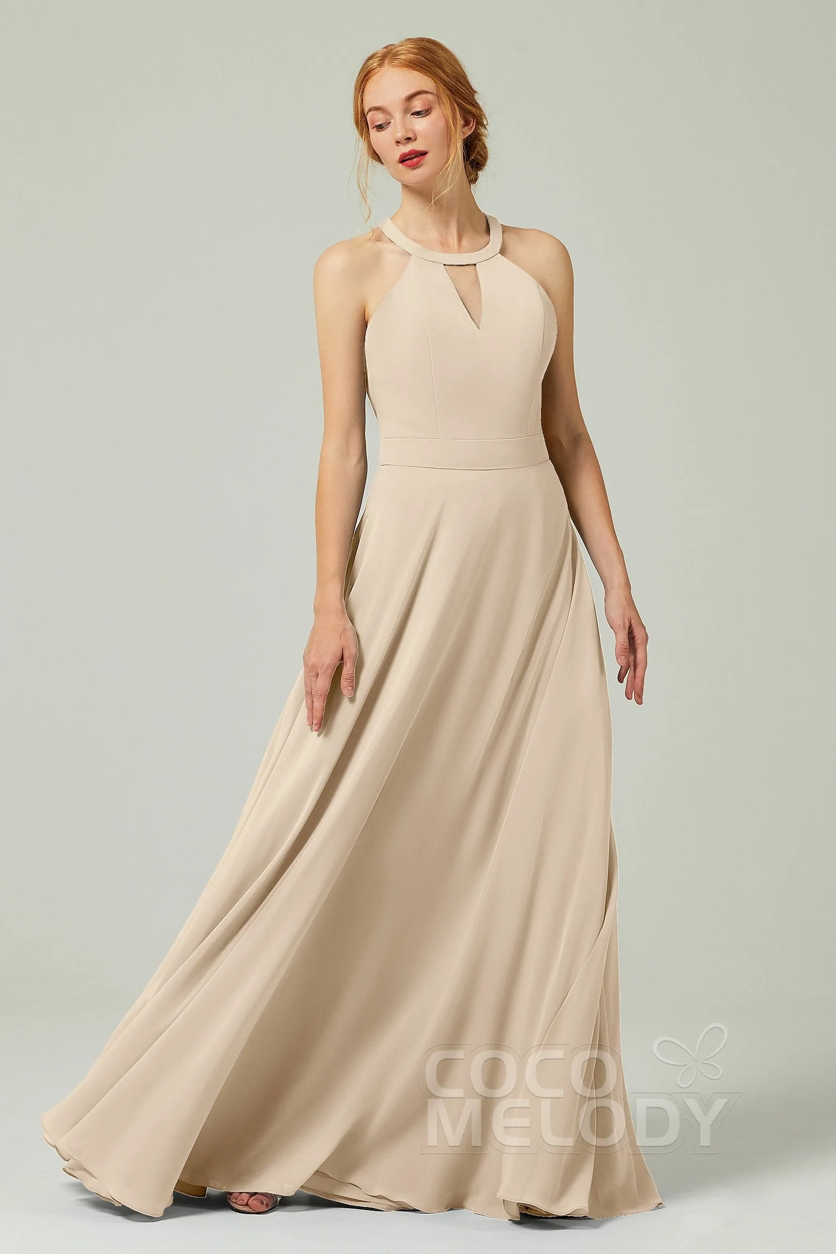 A-Line Floor Length Chiffon Bridesmaid Dress CB0329