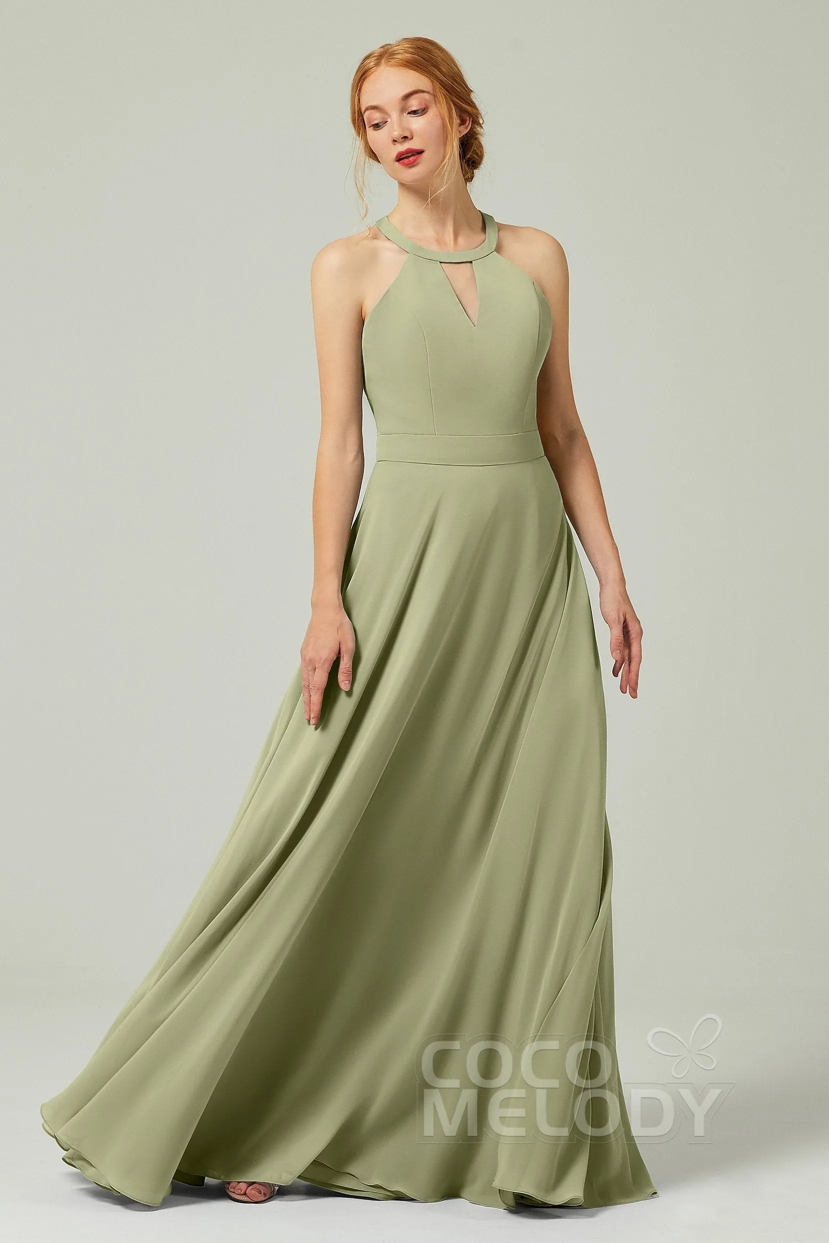 A-Line Floor Length Chiffon Bridesmaid Dress CB0329