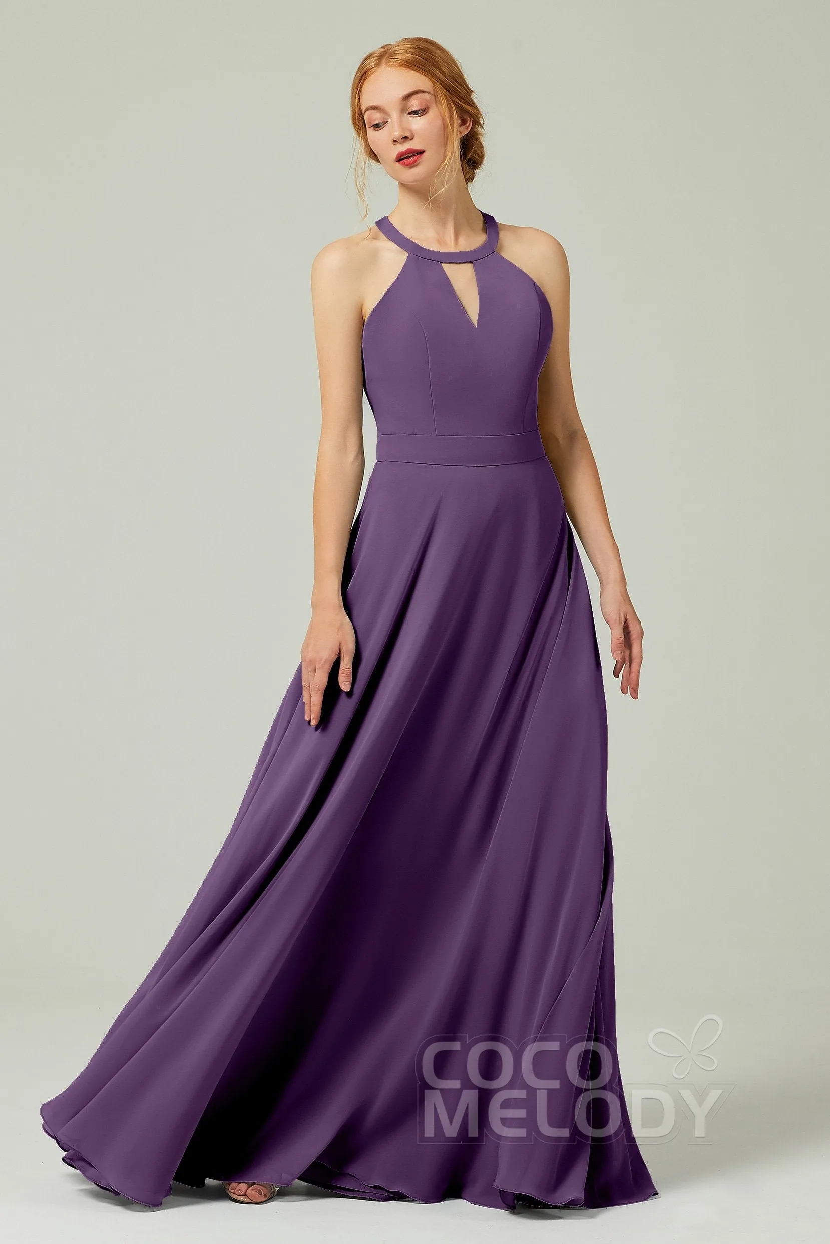 A-Line Floor Length Chiffon Bridesmaid Dress CB0329