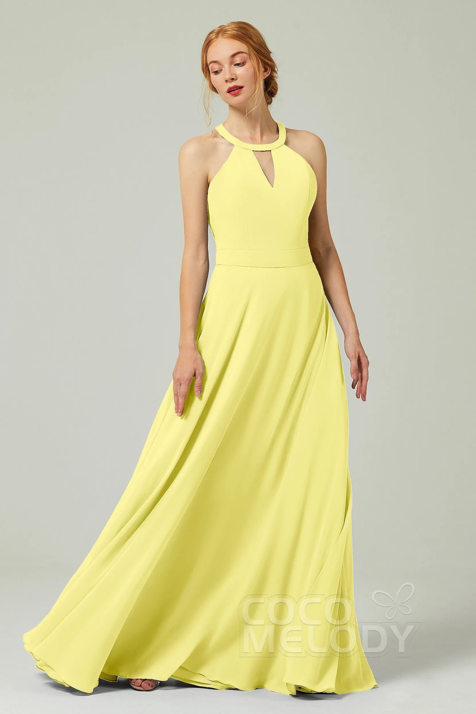 A-Line Floor Length Chiffon Bridesmaid Dress CB0329