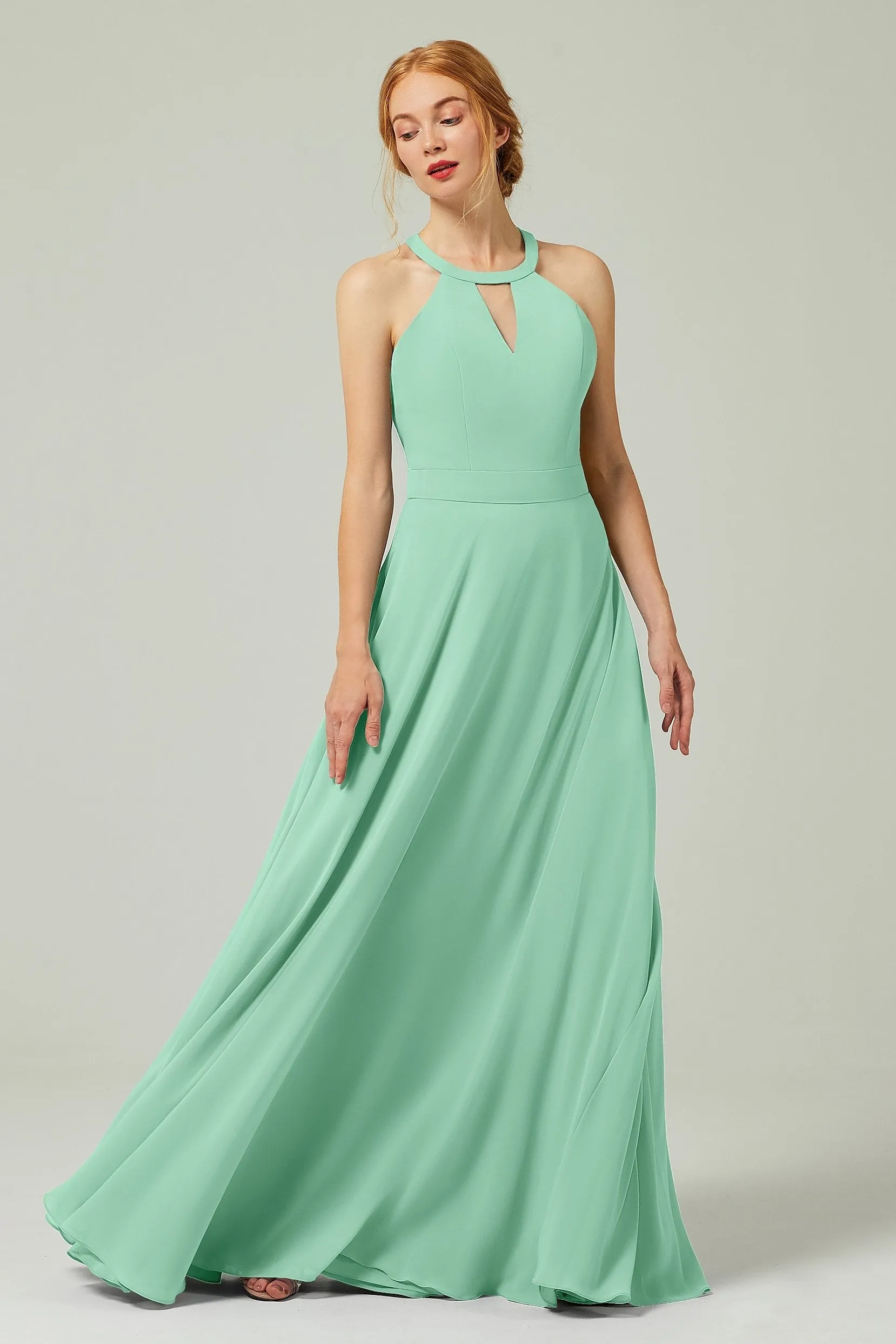 A-Line Floor Length Chiffon Bridesmaid Dress CB0329