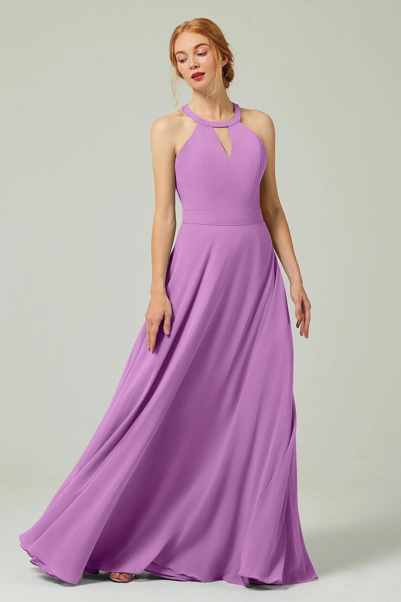 A-Line Floor Length Chiffon Bridesmaid Dress CB0329