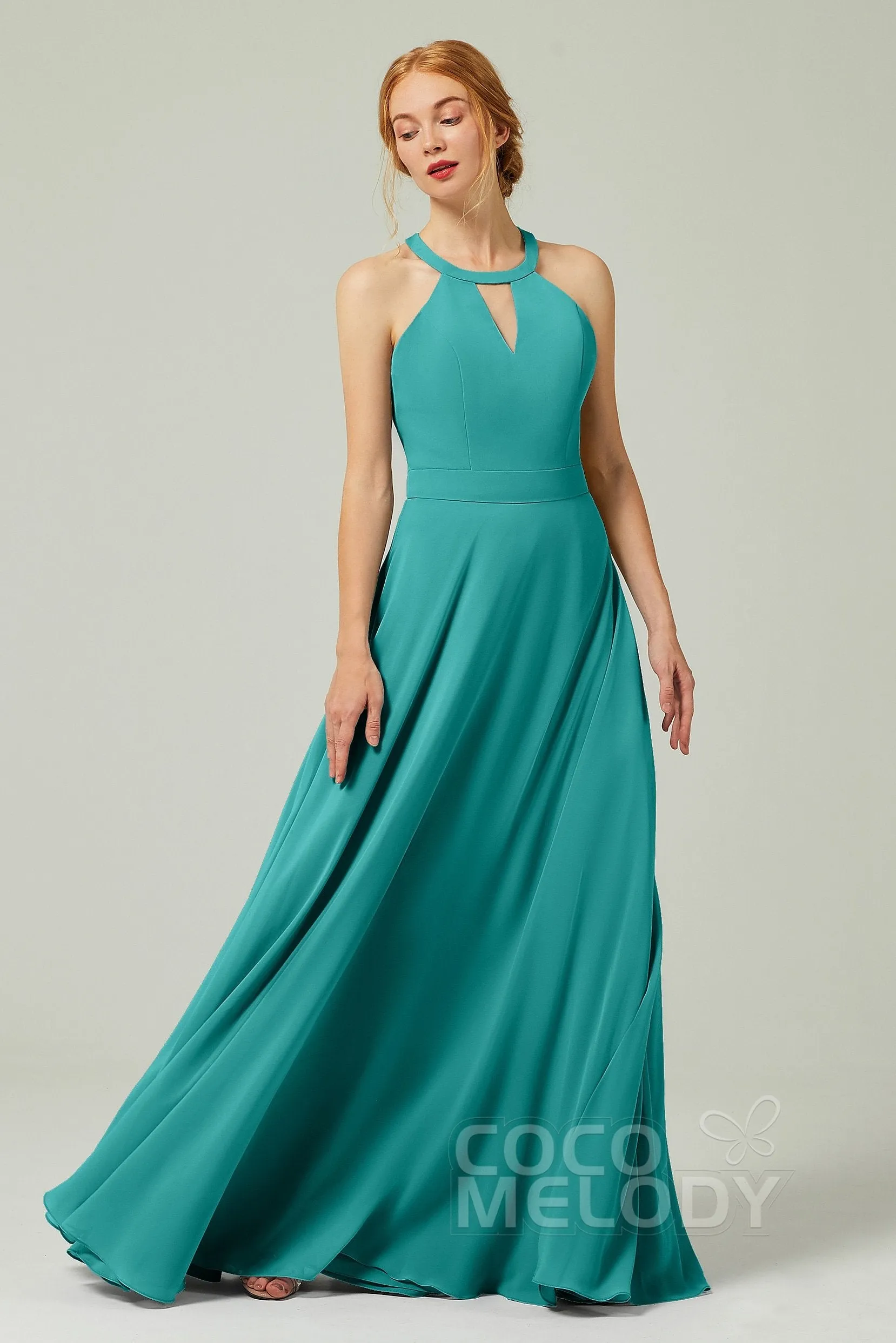 A-Line Floor Length Chiffon Bridesmaid Dress CB0329