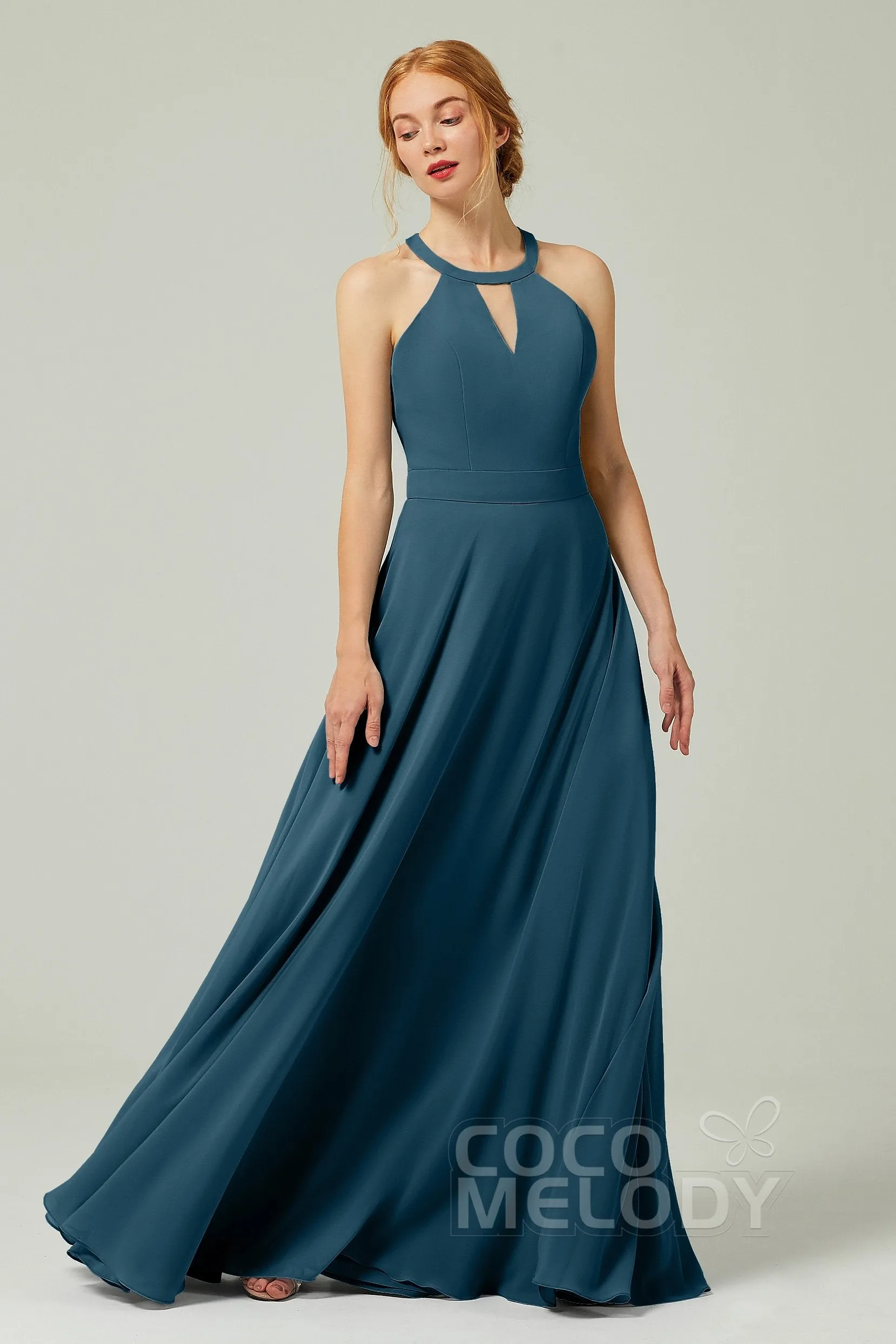 A-Line Floor Length Chiffon Bridesmaid Dress CB0329