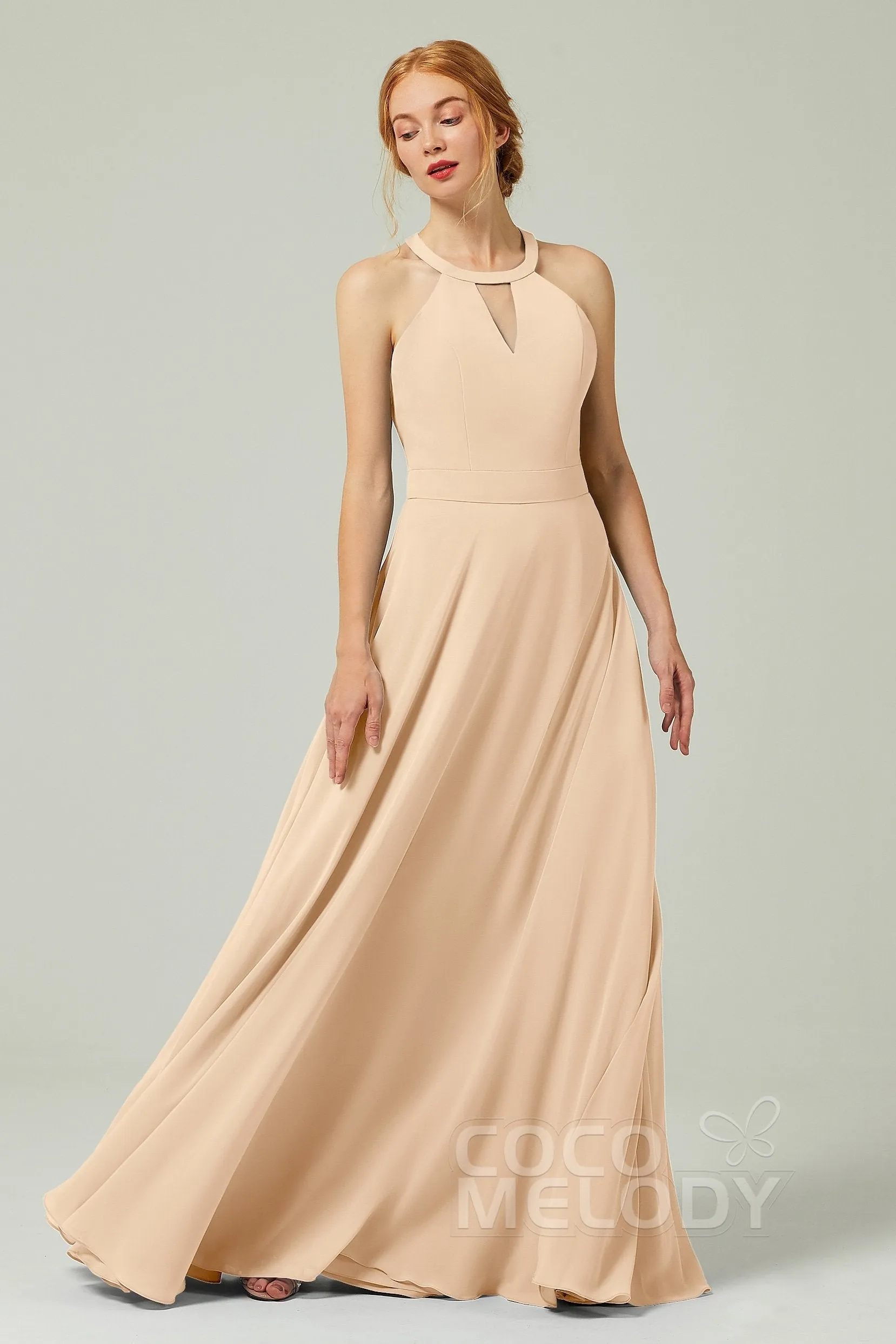 A-Line Floor Length Chiffon Bridesmaid Dress CB0329