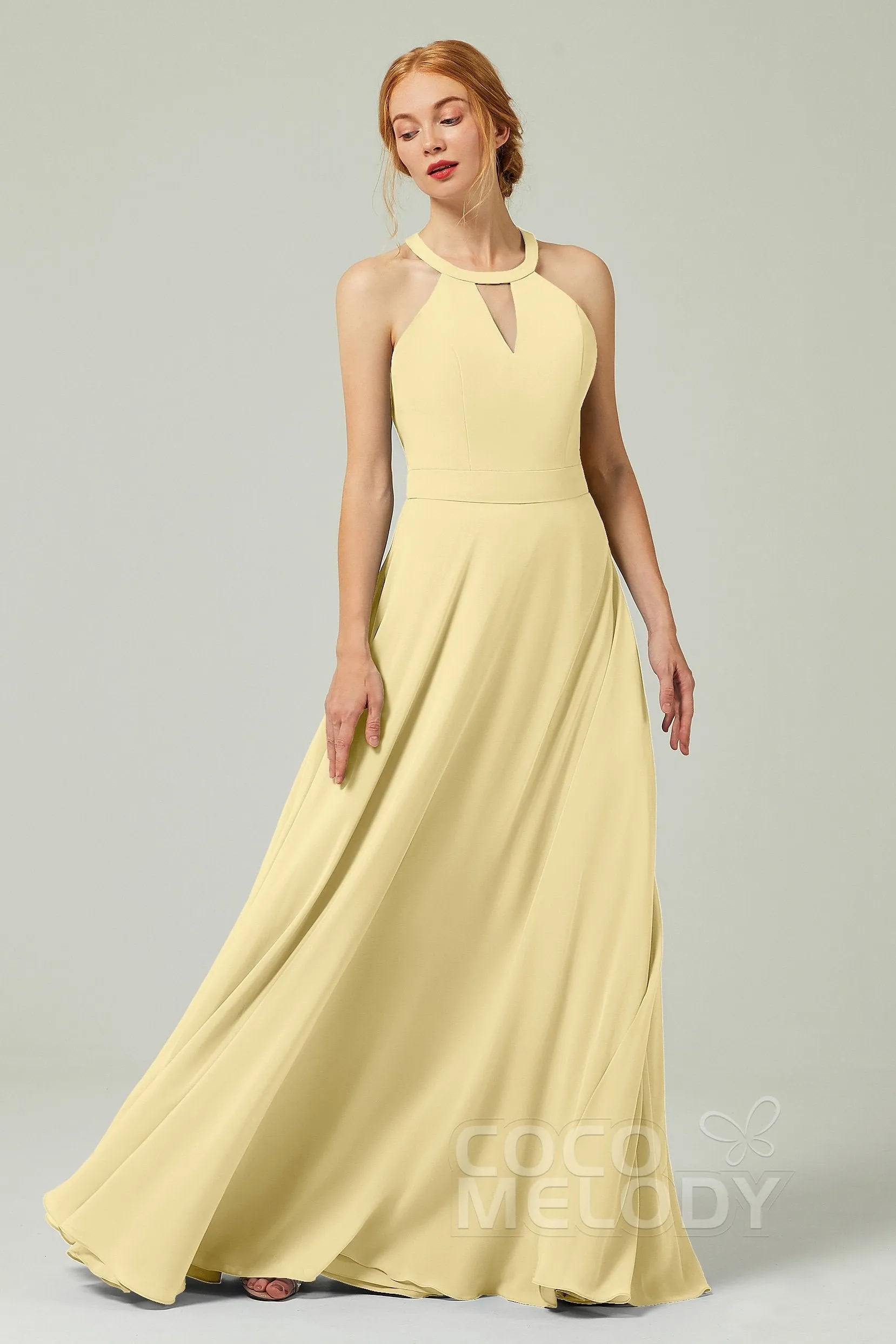 A-Line Floor Length Chiffon Bridesmaid Dress CB0329