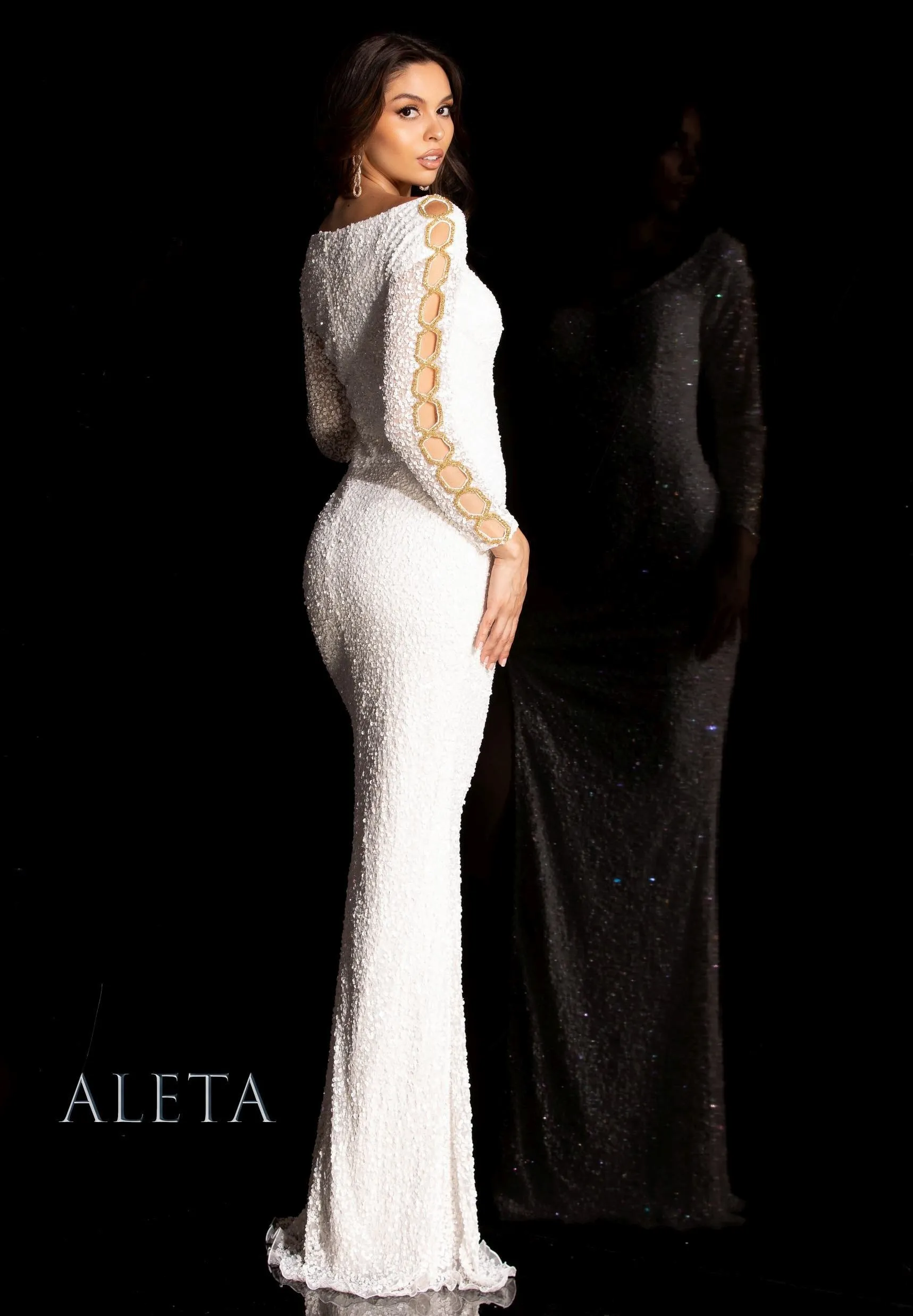 Aleta 365 Long Sleeve Sequin Mother of the Bride Formal Dress