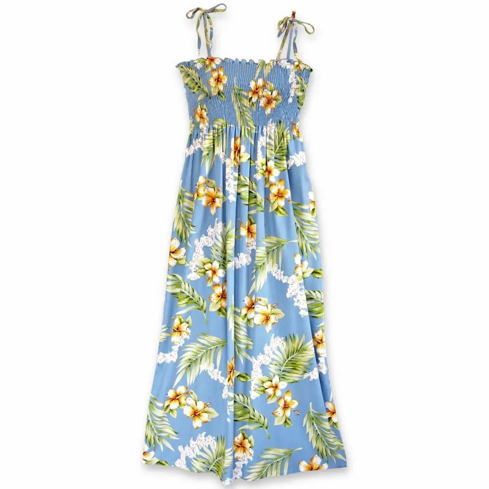 Atoll Blue Maxi Hawaiian Dress