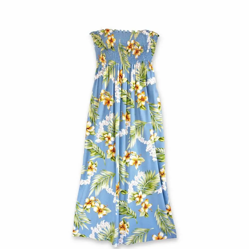 Atoll Blue Maxi Hawaiian Dress