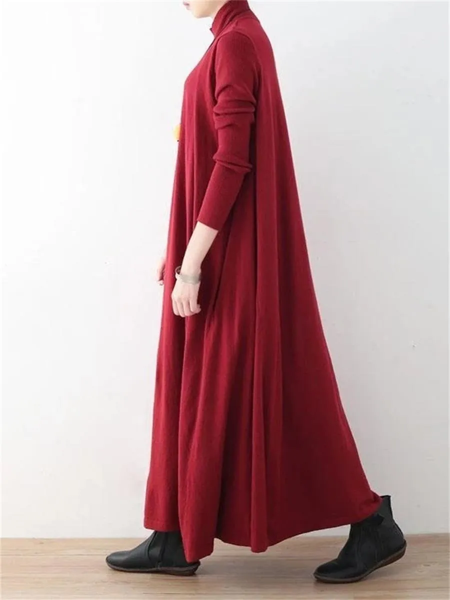 Autumn Solid Color Comfortable Loose Women'S Sweater Dress