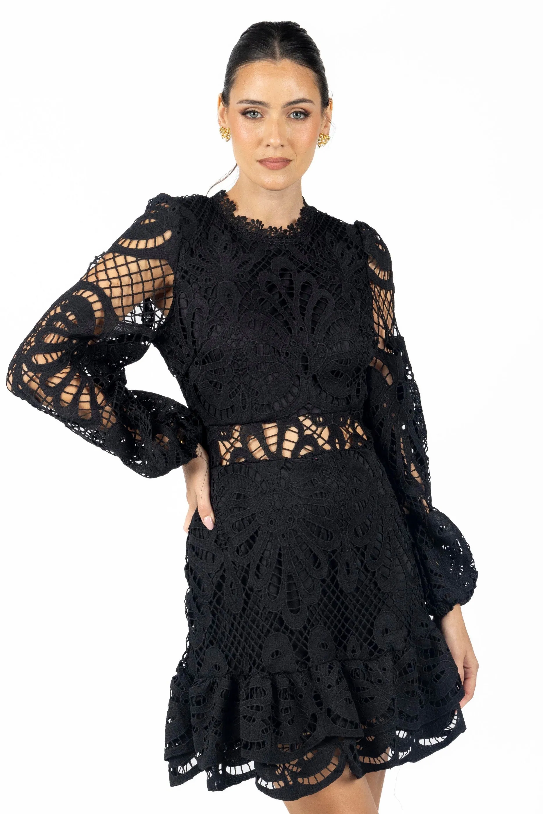 Black Miranda Black Lace Mini Dress Sale Price