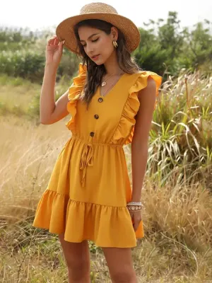 Boho Beach Ruffles Mini Party Dress - Women's Summer Casual 2023