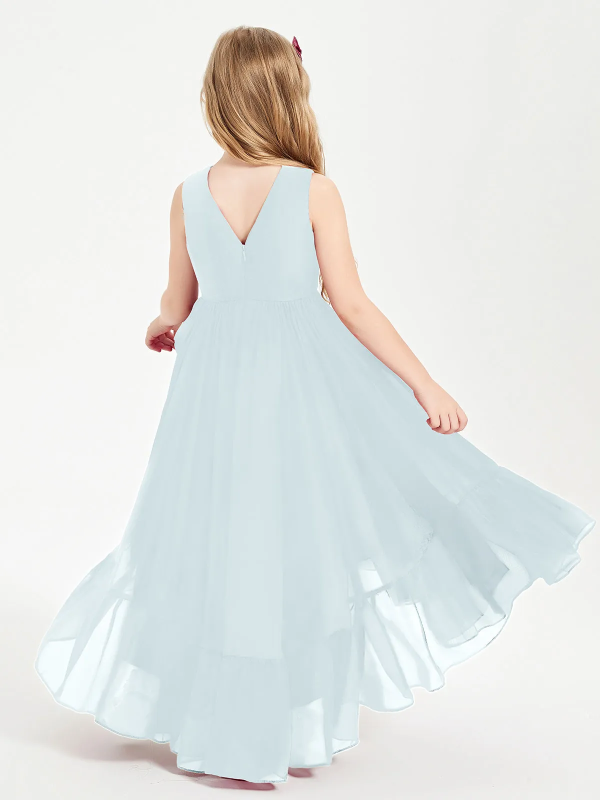 Boho Junior Bridesmaid Dresses Cascading Skirt Mist