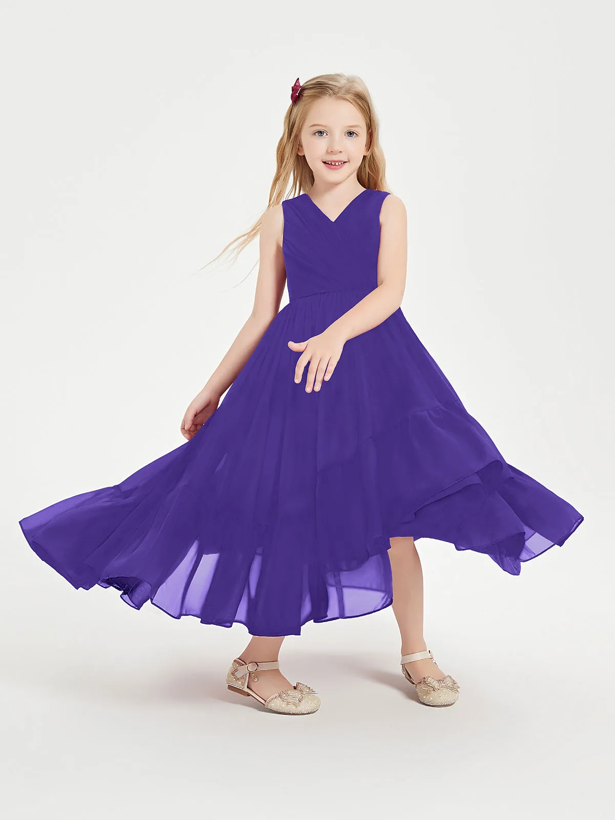 Boho Junior Bridesmaid Dresses Cascading Skirt Regency