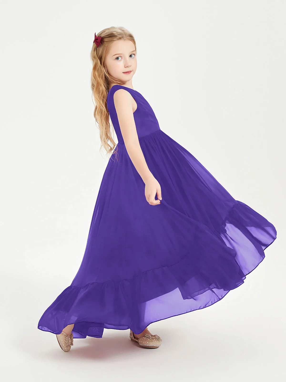 Boho Junior Bridesmaid Dresses Cascading Skirt Regency