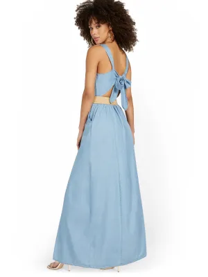 Bow-Back Slit-Front Maxi Dress