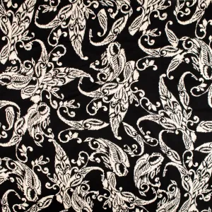 BUBBLE SHINE Printed Polyester - Leafs - Black