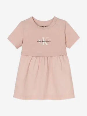 Calvin Klein Baby Girls Monogram Logo Dress in Pink