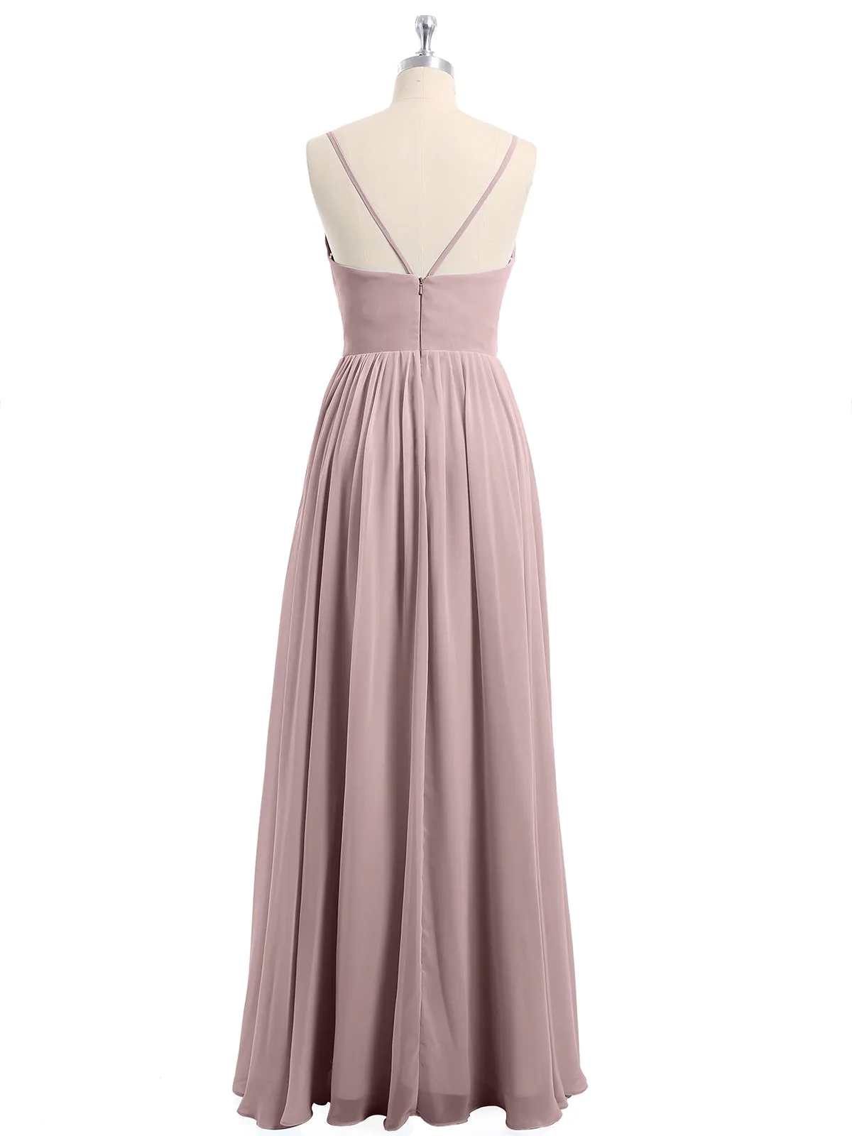 Chiffon Bridesmaid Dresses with Spaghetti Straps-Vintage Mauve