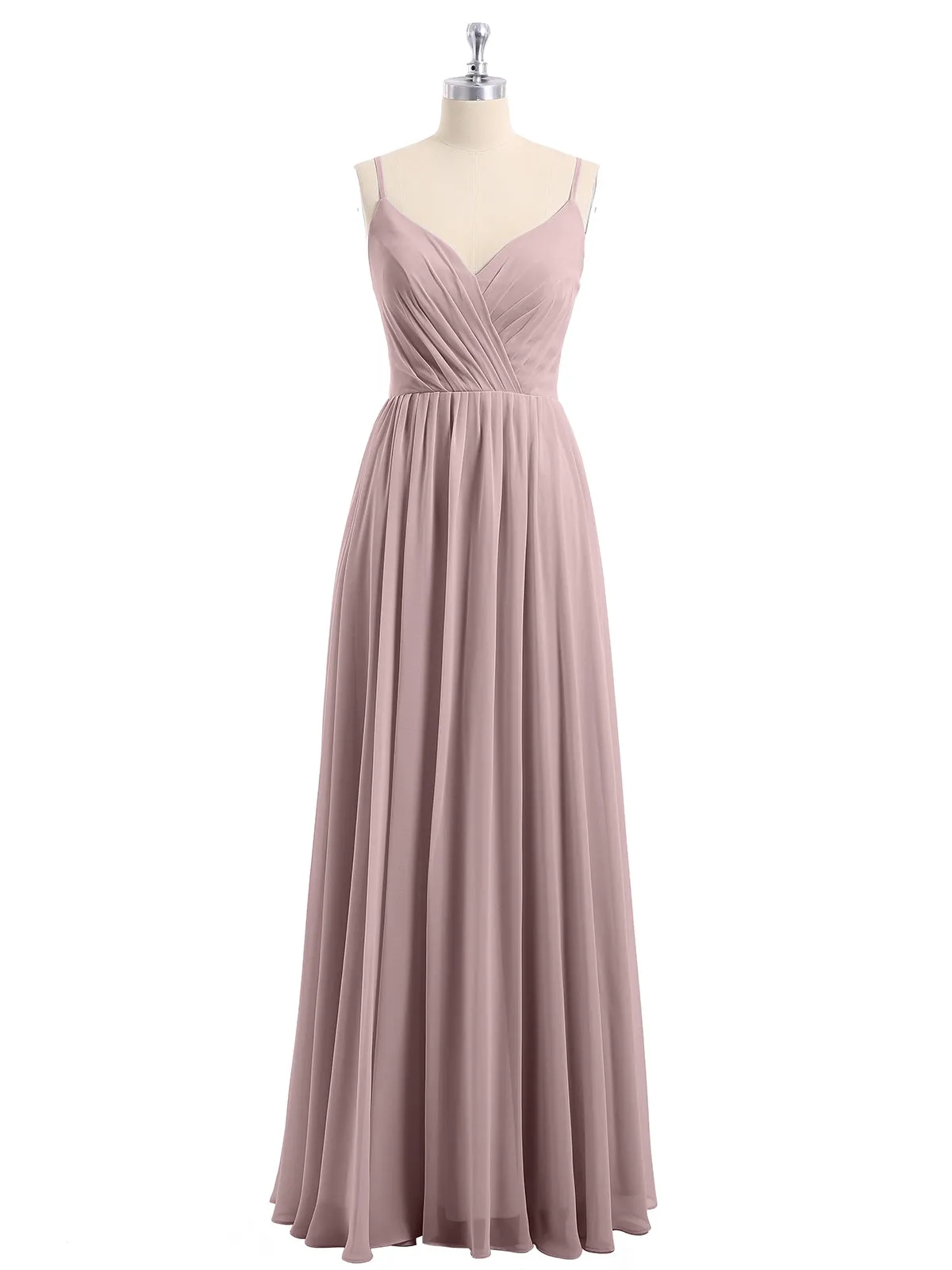 Chiffon Bridesmaid Dresses with Spaghetti Straps-Vintage Mauve