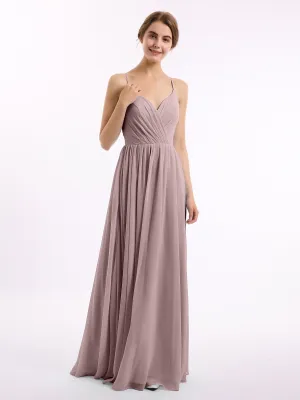 Chiffon Bridesmaid Dresses with Spaghetti Straps-Vintage Mauve