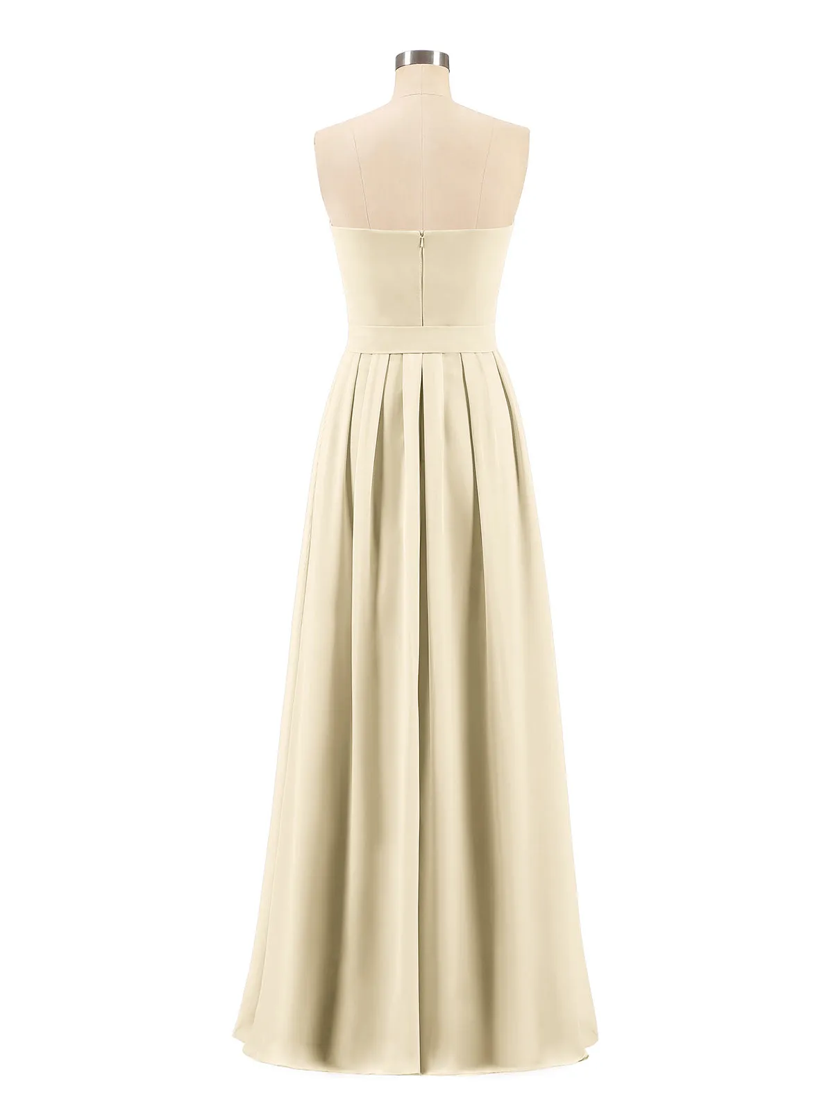 Chiffon Strapless Bridesmaid Gown with Sash-Champagne