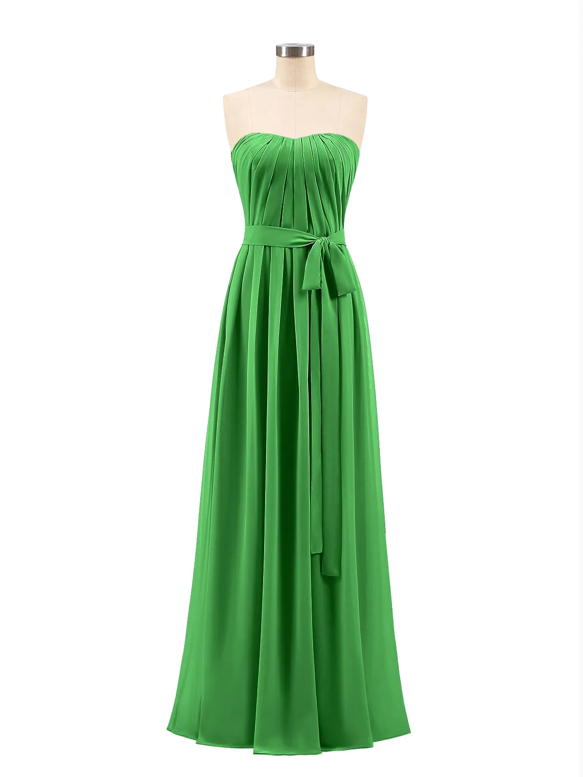 Chiffon Strapless Bridesmaid Gown with Sash-Green