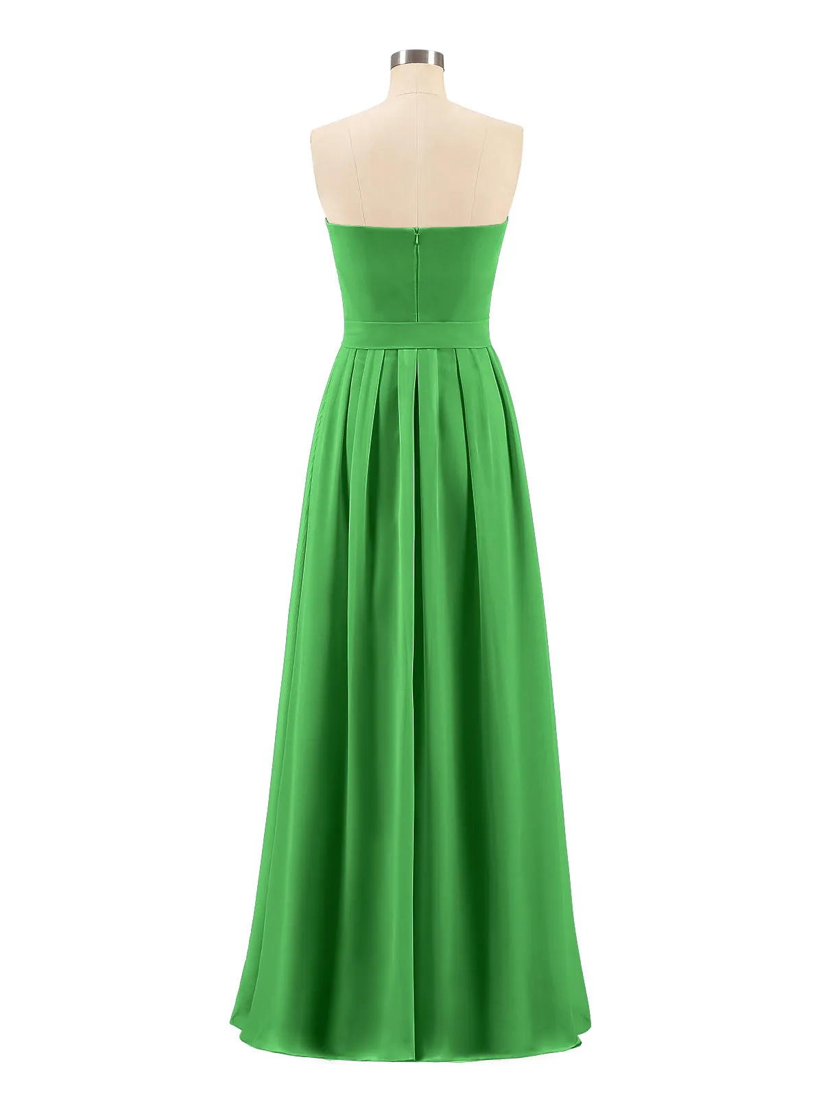 Chiffon Strapless Bridesmaid Gown with Sash-Green