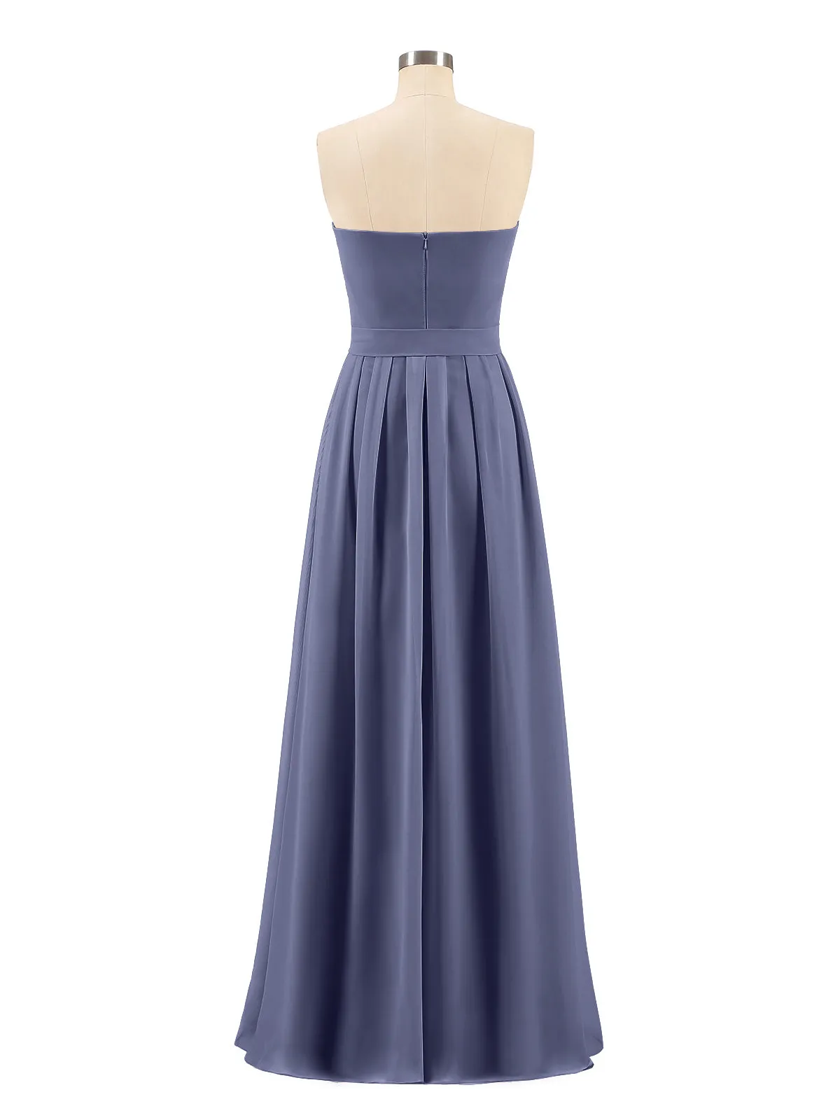 Chiffon Strapless Bridesmaid Gown with Sash-Stormy