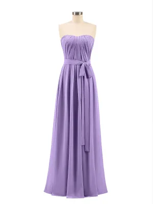 Chiffon Strapless Bridesmaid Gown with Sash-Tahiti