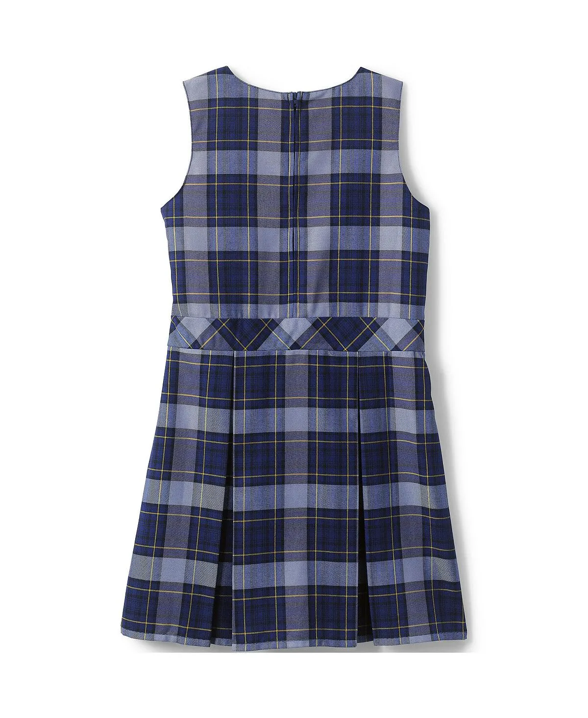 Children's Girls School Uniform Plus Checkered Knee Length Jumper Dress Lands' End