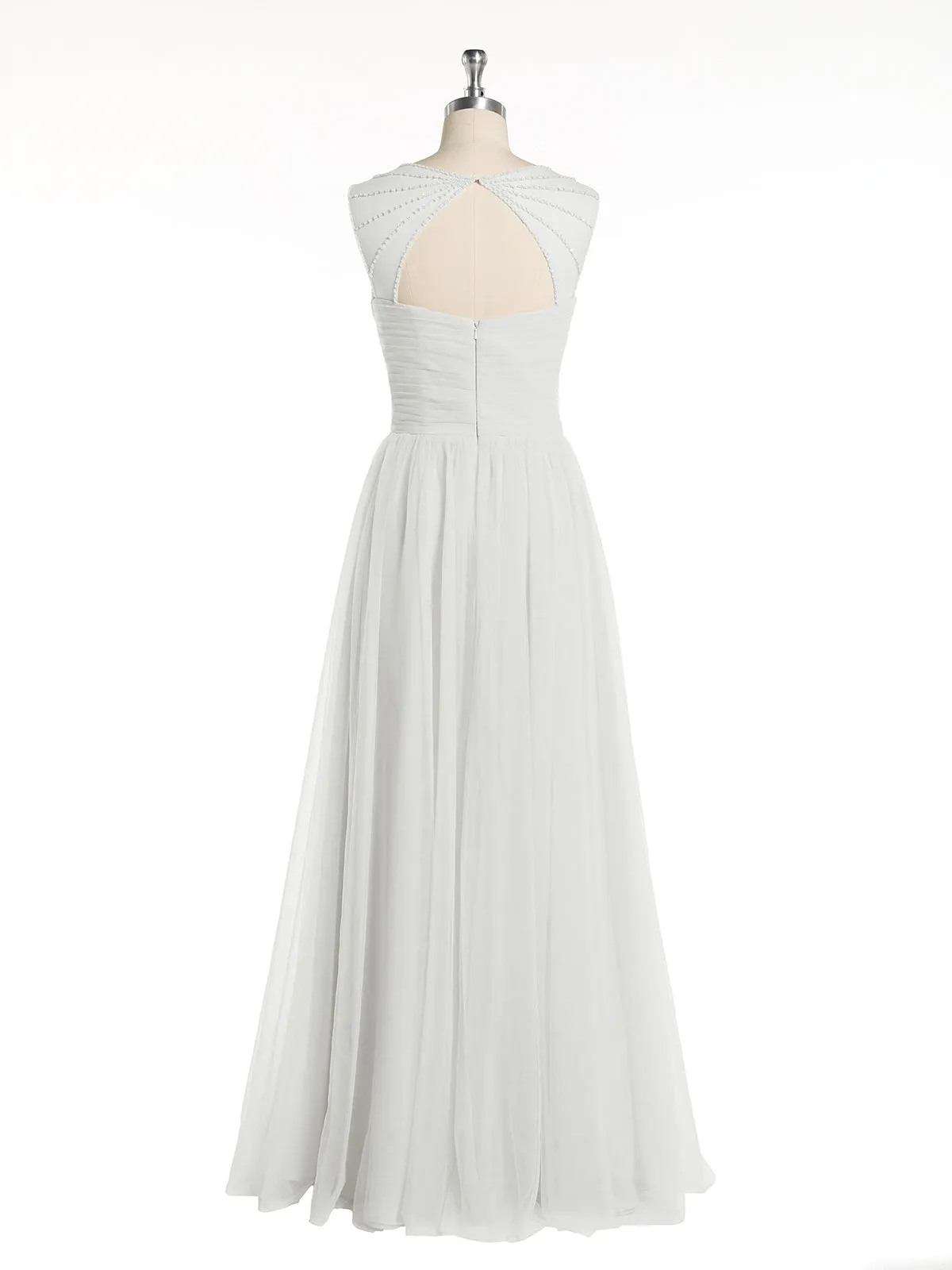 Cross-Pleated Tulle Long Dresses with Beaded Straps Ivory Plus Size