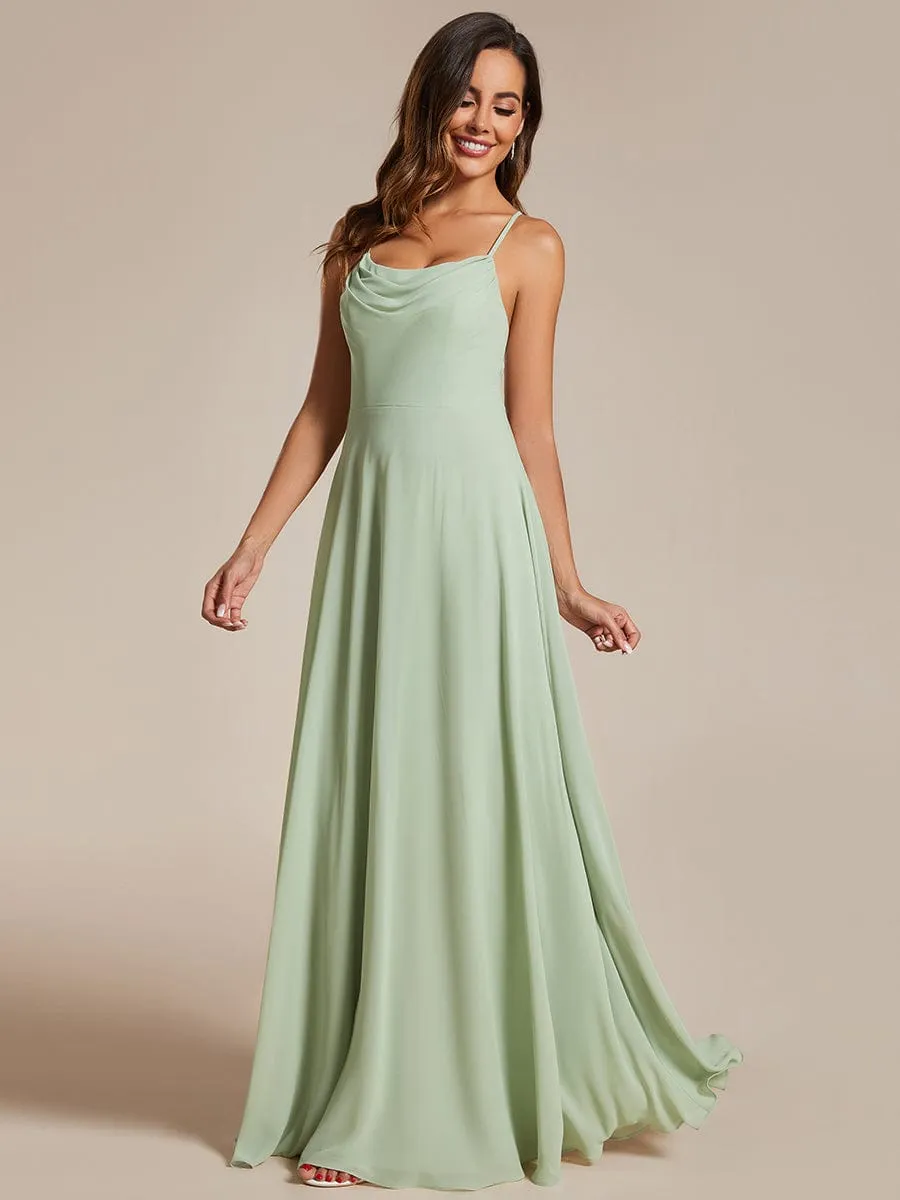 Custom Size Adjustable Spaghetti Strap Chiffon A-Line Bridesmaid Dresses