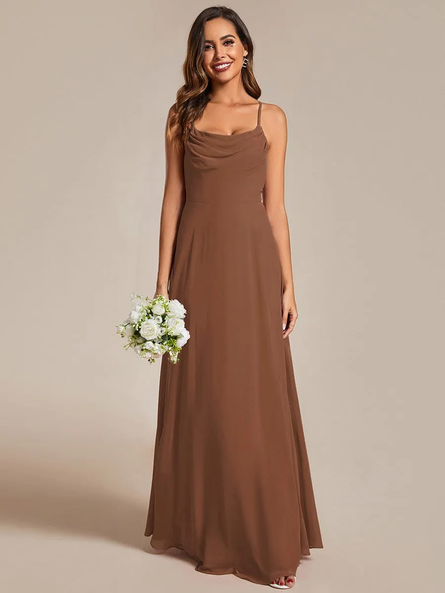 Custom Size Adjustable Spaghetti Strap Chiffon A-Line Bridesmaid Dresses