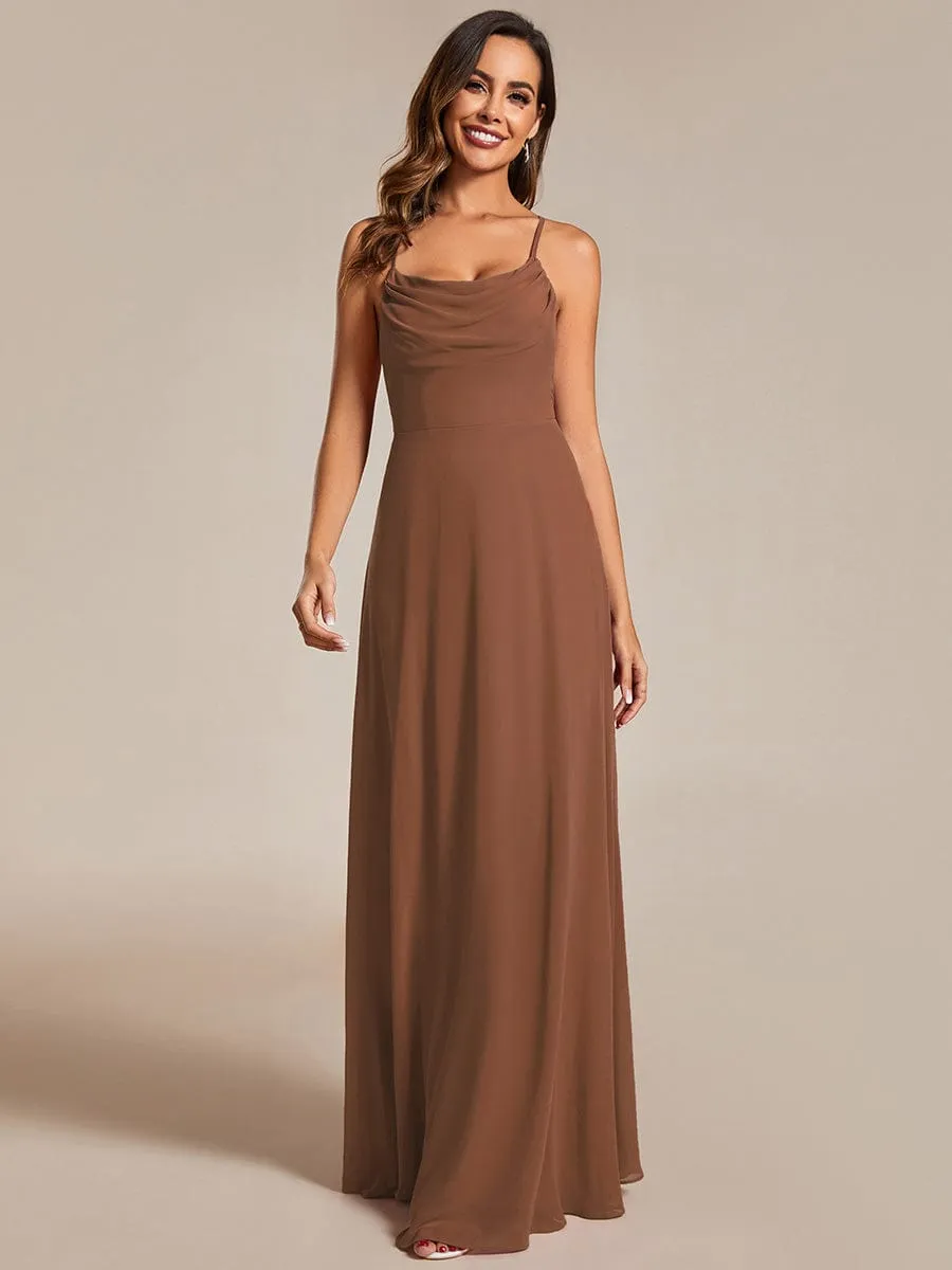 Custom Size Adjustable Spaghetti Strap Chiffon A-Line Bridesmaid Dresses