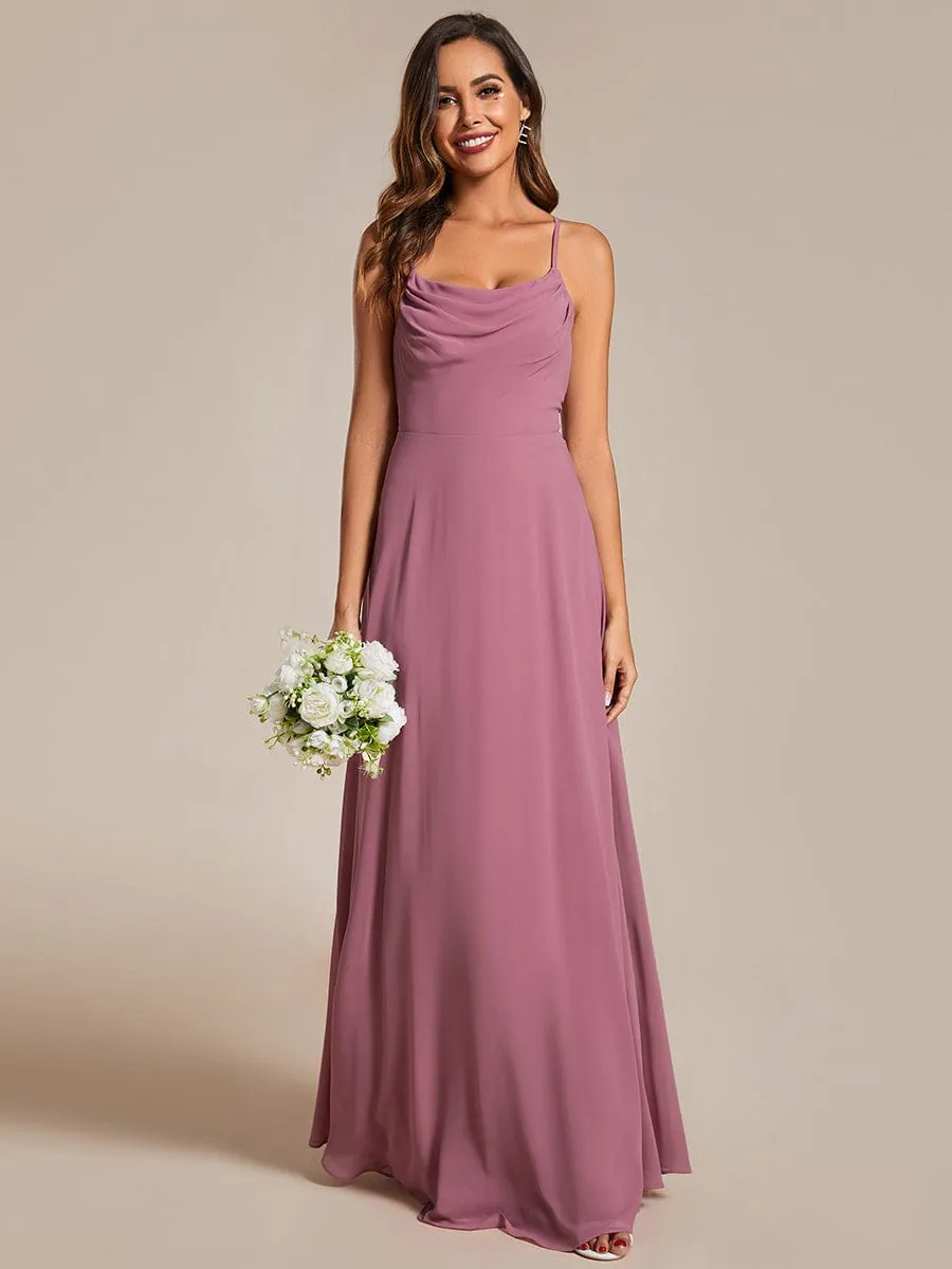 Custom Size Adjustable Spaghetti Strap Chiffon A-Line Bridesmaid Dresses