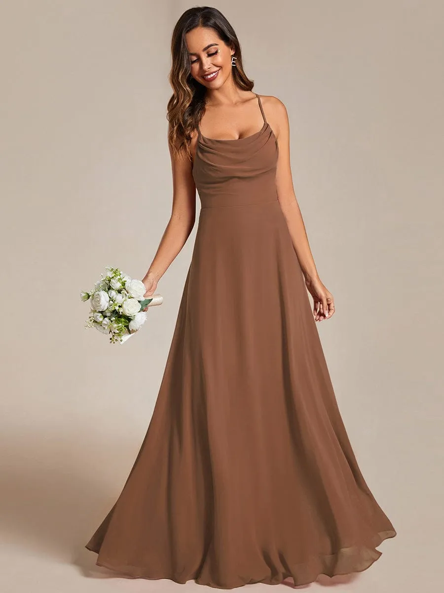 Custom Size Adjustable Spaghetti Strap Chiffon A-Line Bridesmaid Dresses