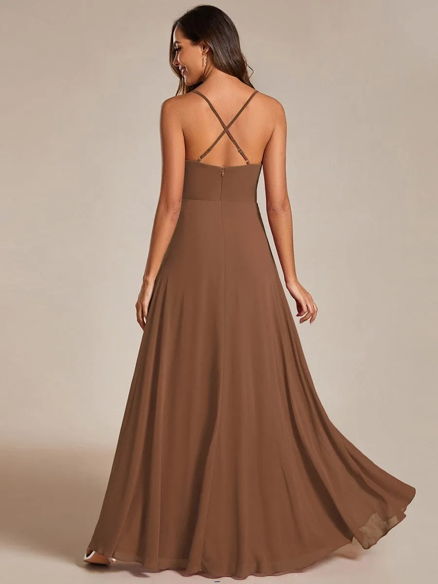 Custom Size Adjustable Spaghetti Strap Chiffon A-Line Bridesmaid Dresses