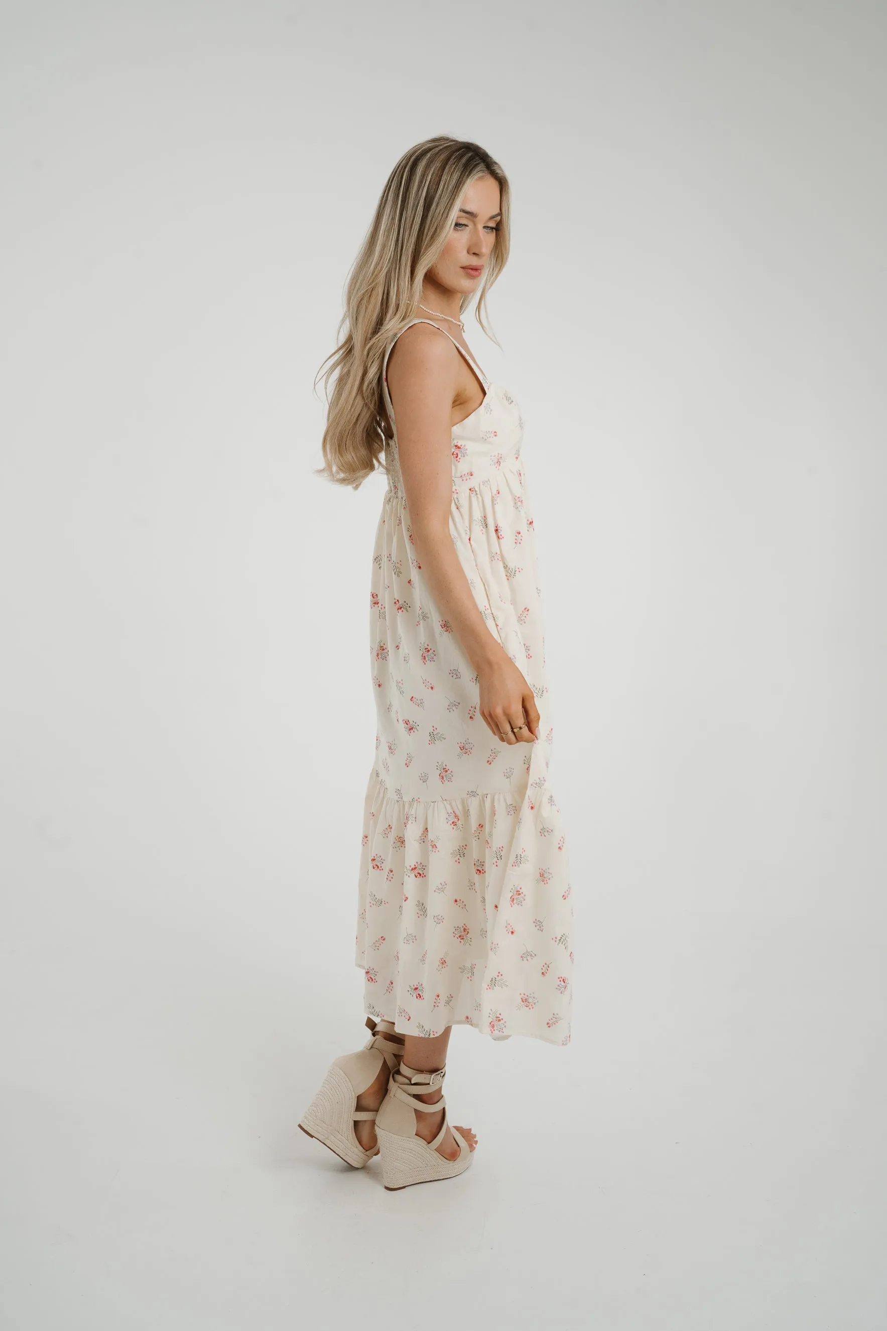 Daisy Pink Floral Dress In Cream