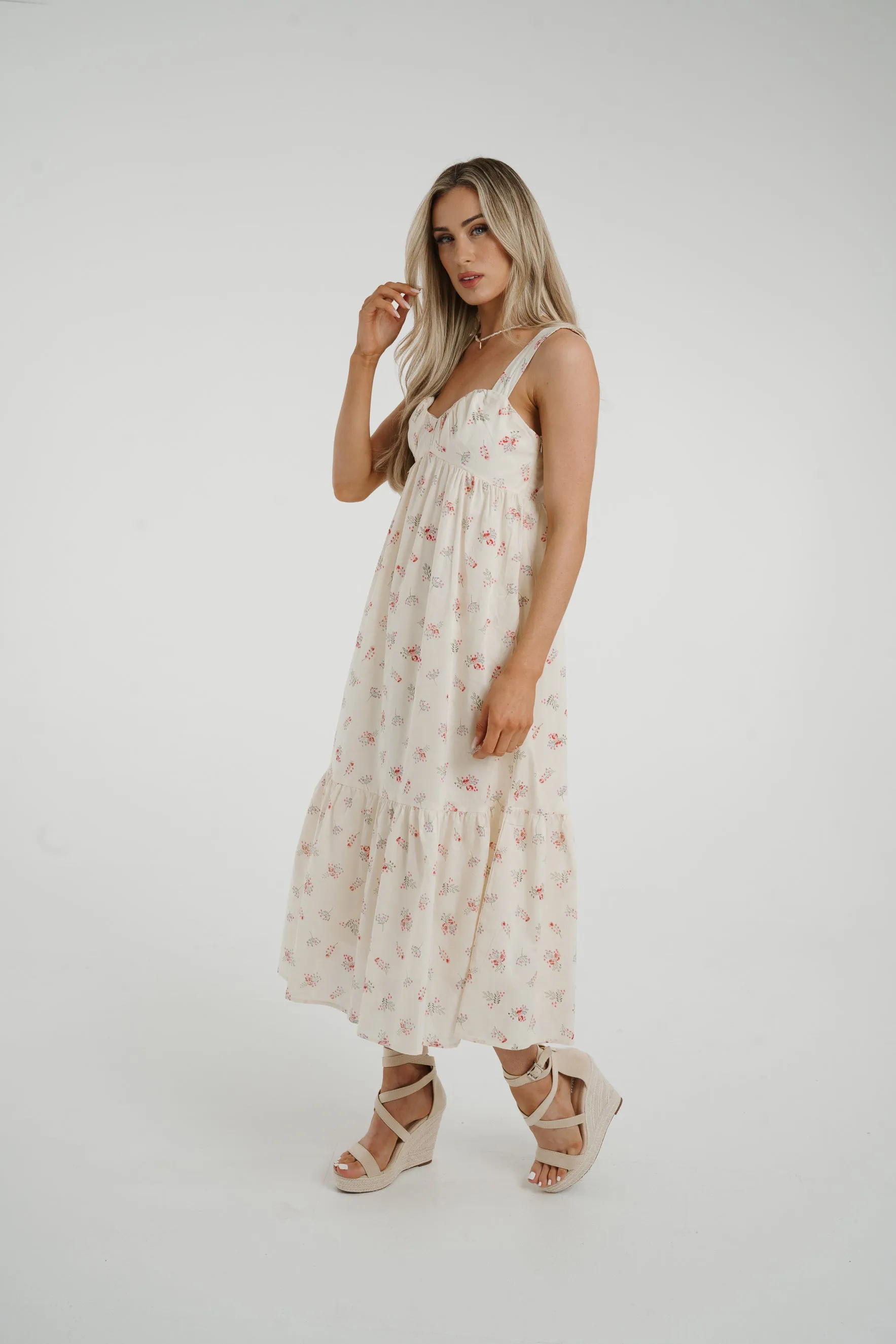 Daisy Pink Floral Dress In Cream