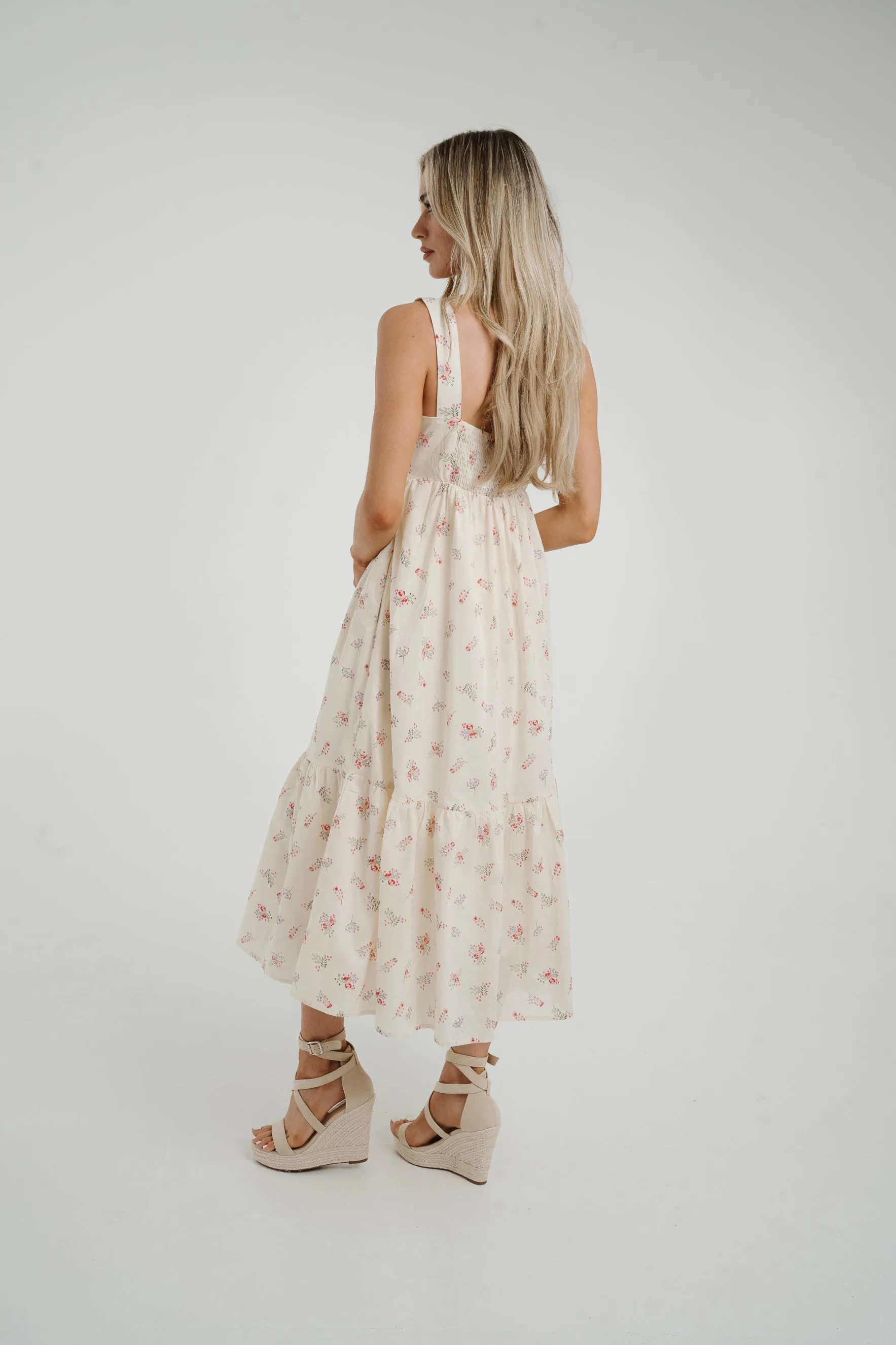 Daisy Pink Floral Dress In Cream