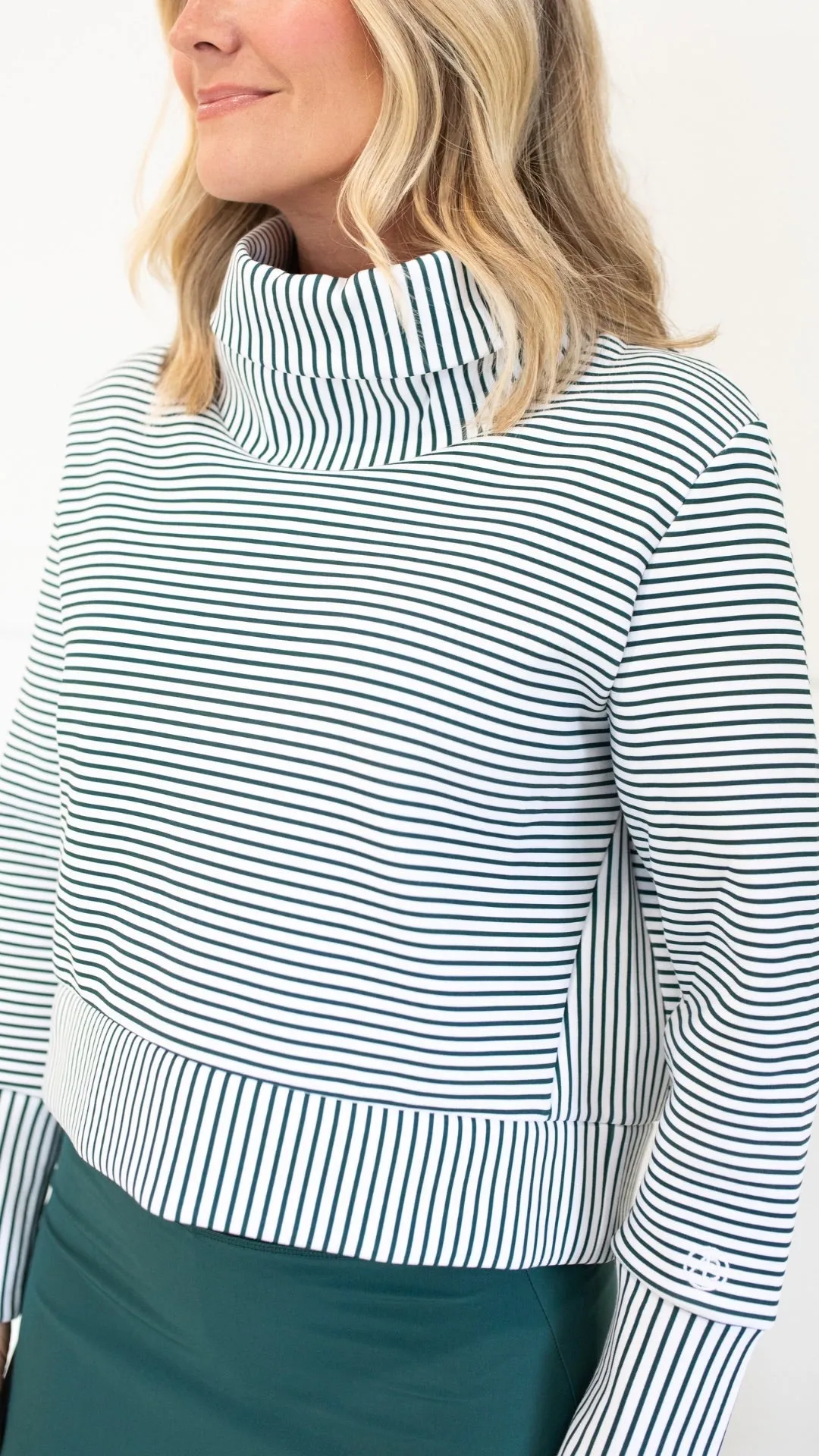 Everyother Day Pullover in Super White/Ivy Stripe by ADDISON BAY