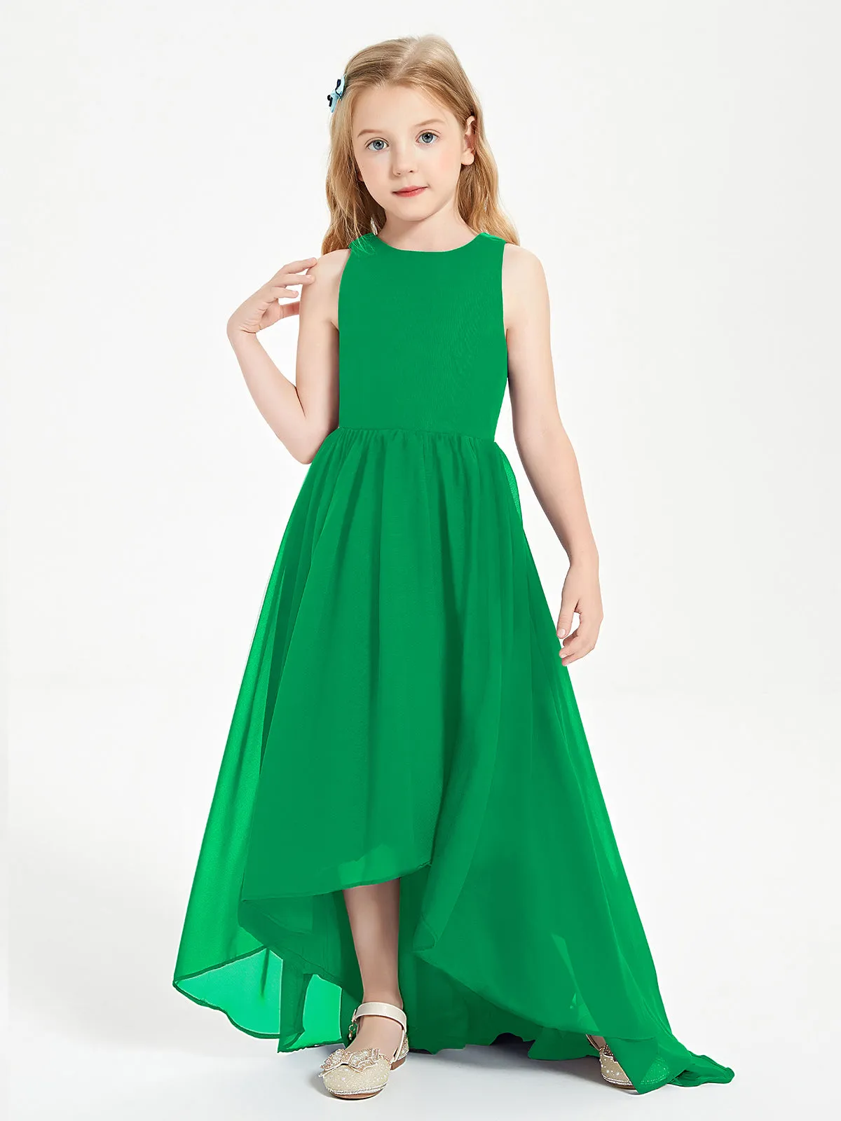 Exquisite Asymmetrical Junior Bridesmaid Dresses Scoop Neck Emerald