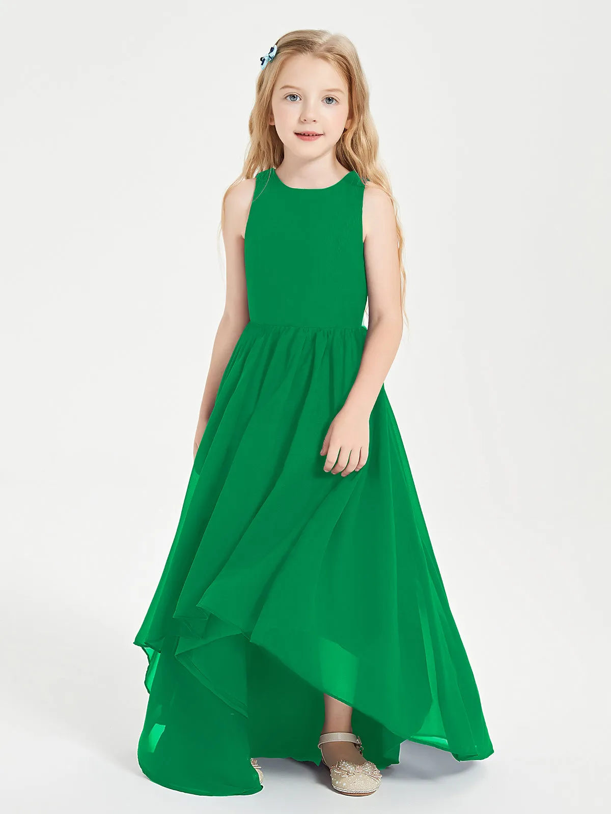 Exquisite Asymmetrical Junior Bridesmaid Dresses Scoop Neck Emerald