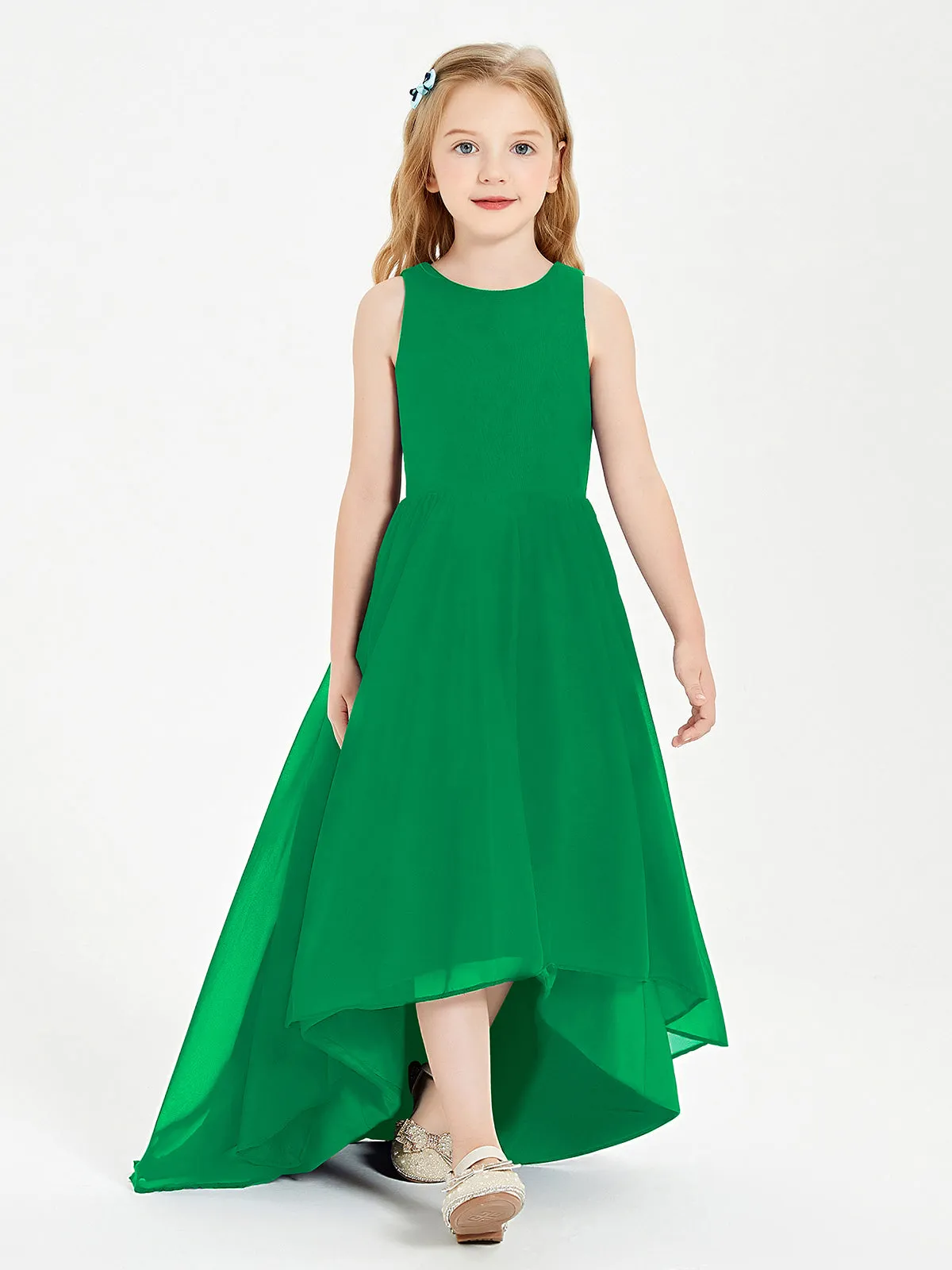 Exquisite Asymmetrical Junior Bridesmaid Dresses Scoop Neck Emerald