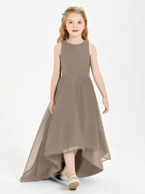 Exquisite Asymmetrical Junior Bridesmaid Dresses Scoop Neck Taupe