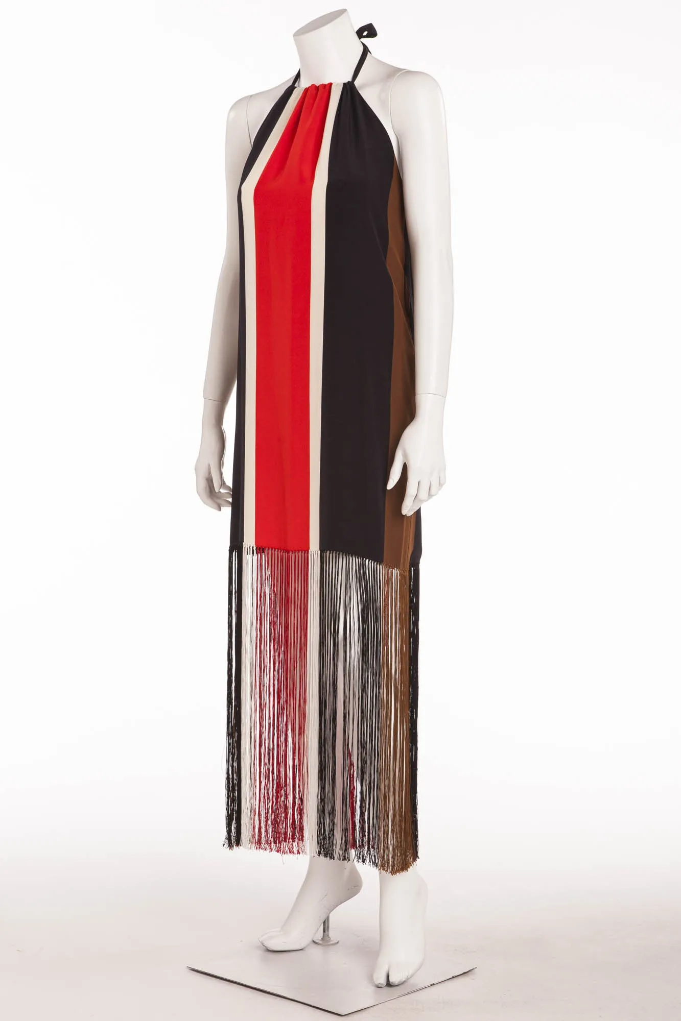 Fendi - White, Red, Brown Striped Fringe Bottom Halter NWT -